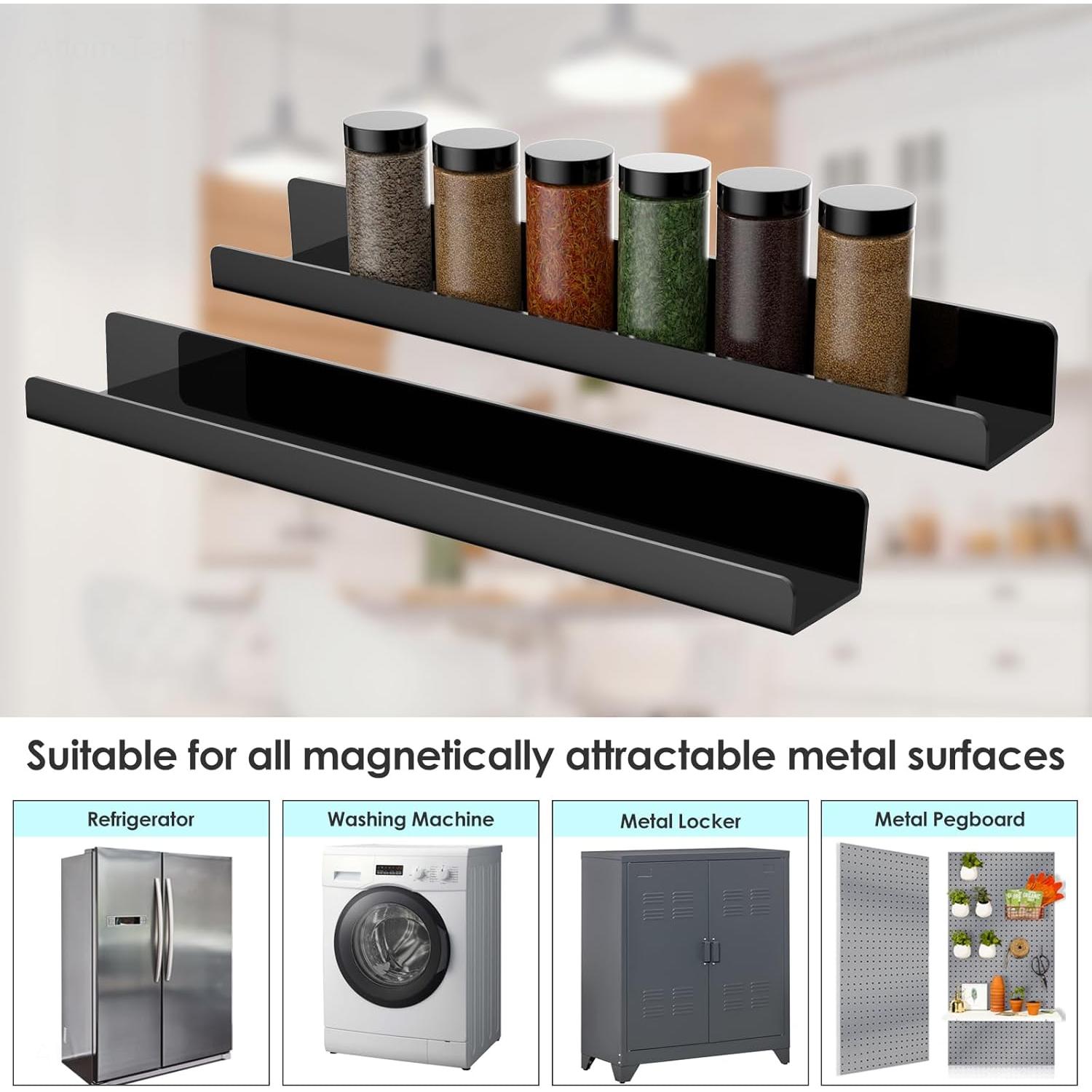 Estante Magnético de Acrílico NiHome 43 cm - 2 Unidades Negro