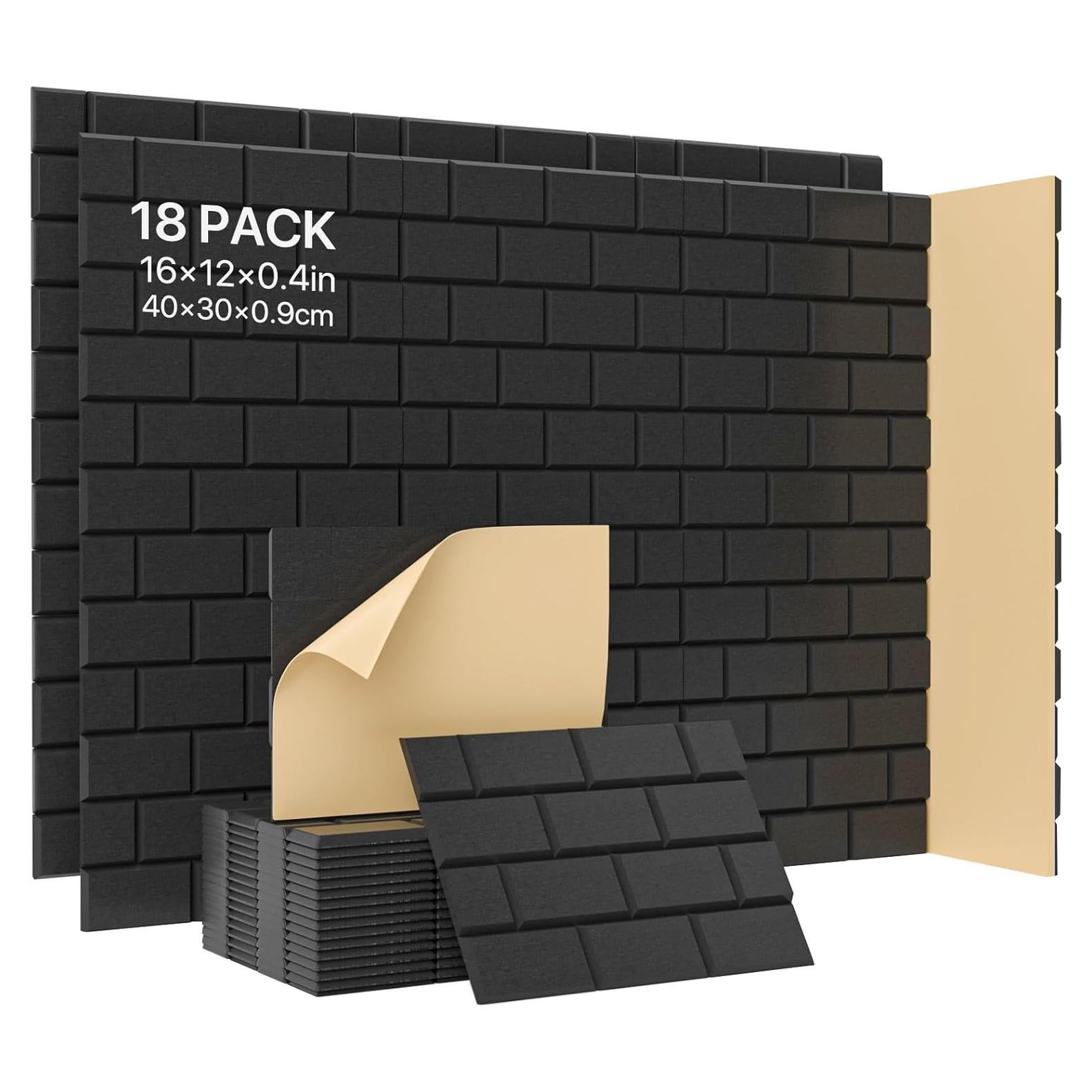 Paneles Acústicos Kuchoow 18 Piezas 40x30 cm Negro