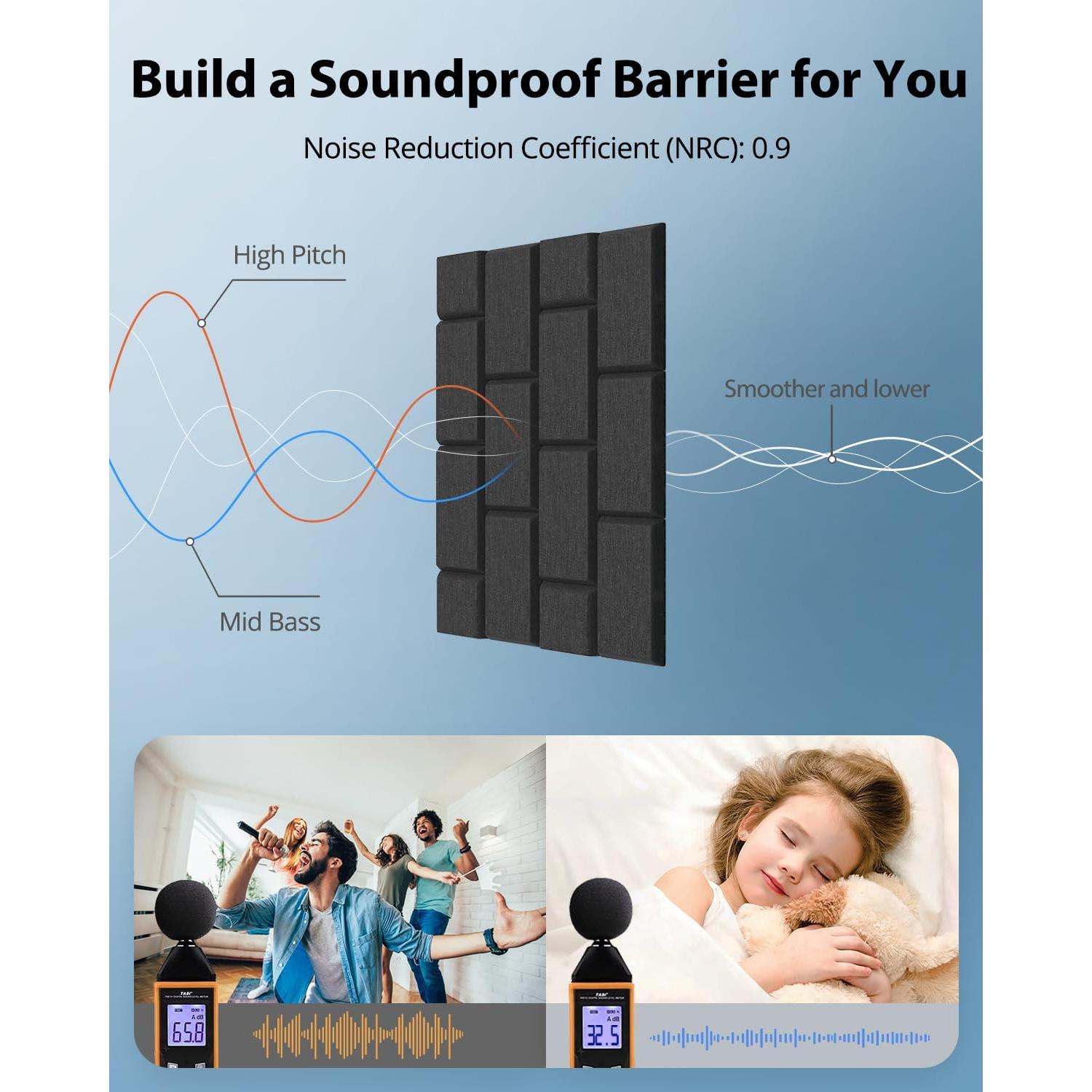 Paneles Acústicos Kuchoow 18 Piezas 40x30 cm Negro