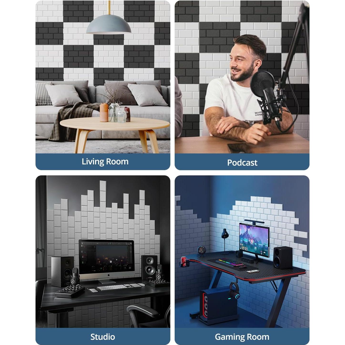 Paneles Acústicos Kuchoow 18 Piezas 40x30 cm Negro