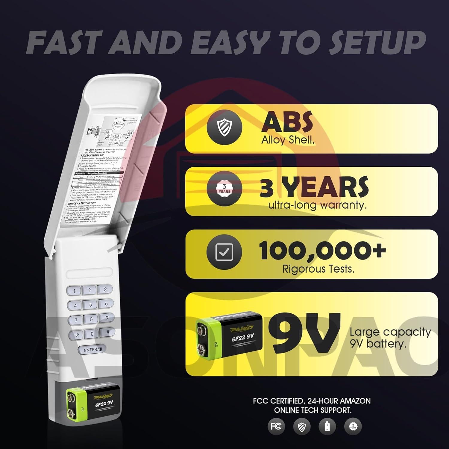 Teclado Inalámbrico LiftMaster 877LM para Garaje - 12 Años Garantía