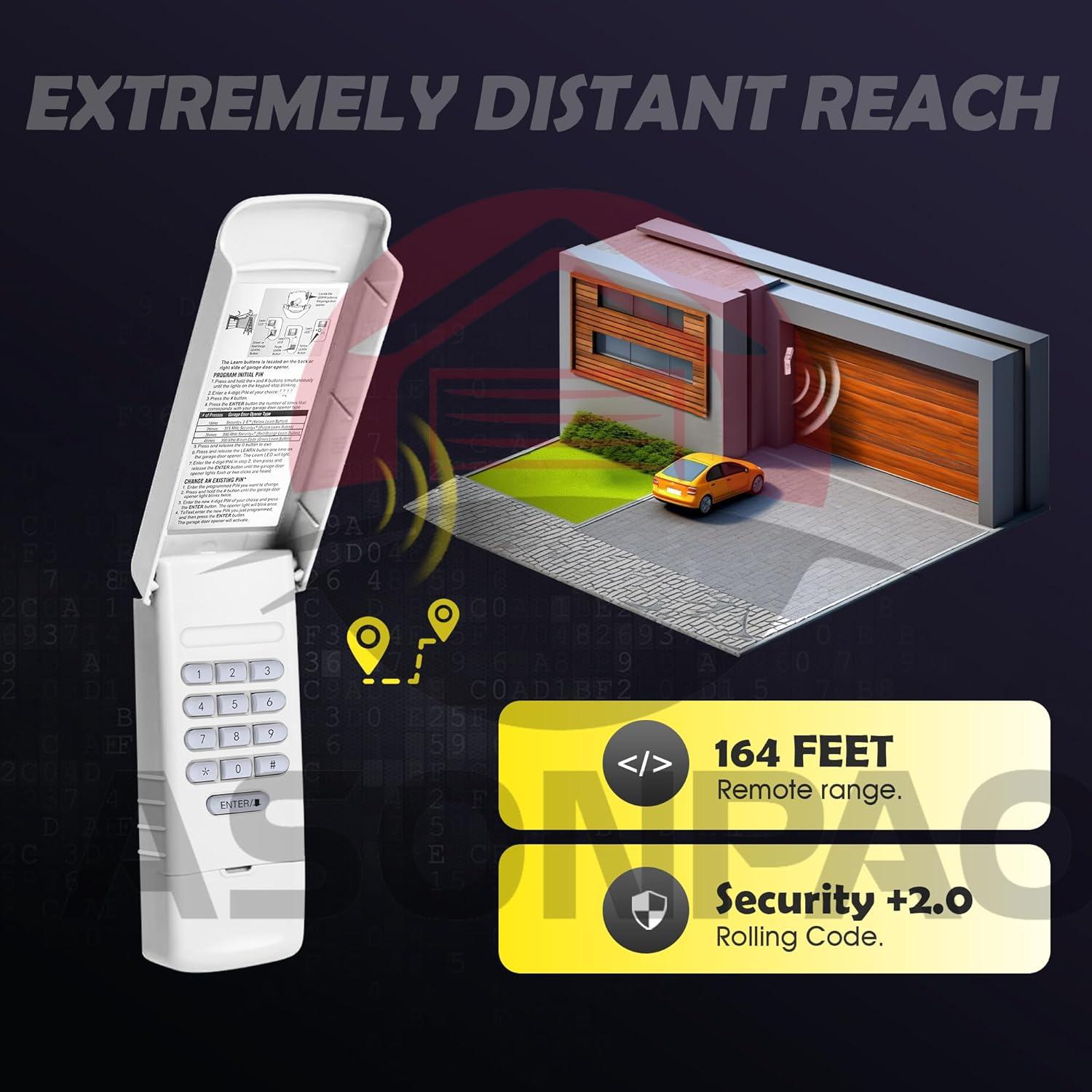 Teclado Inalámbrico LiftMaster 877LM para Garaje - 12 Años Garantía