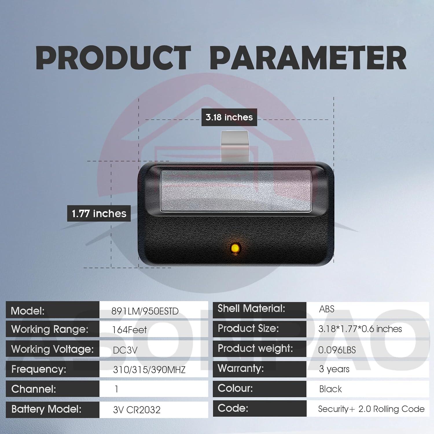 Control Remoto LiftMaster 891LM para Puerta de Garaje - Paquete de 2