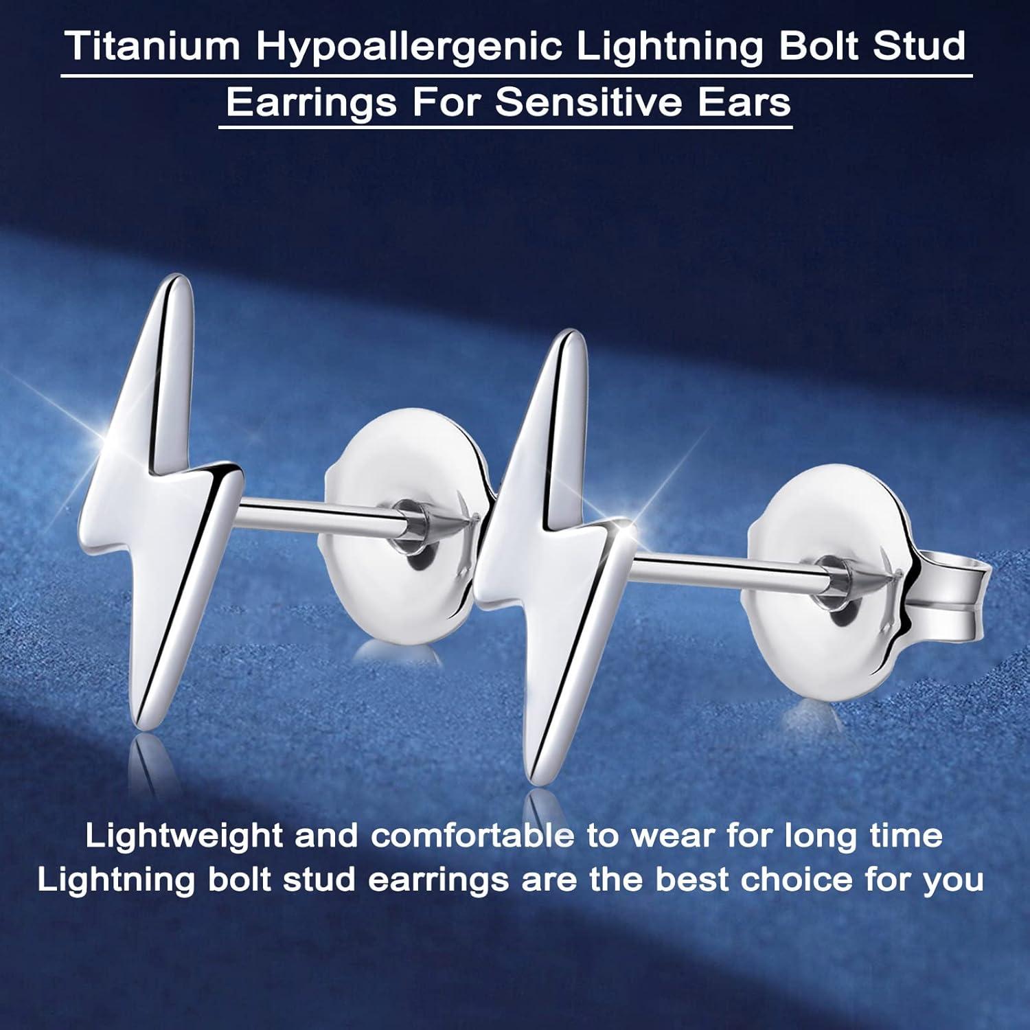 Pendientes de Stud de Titanio Hipoalergénicos para Mujeres - Rayo