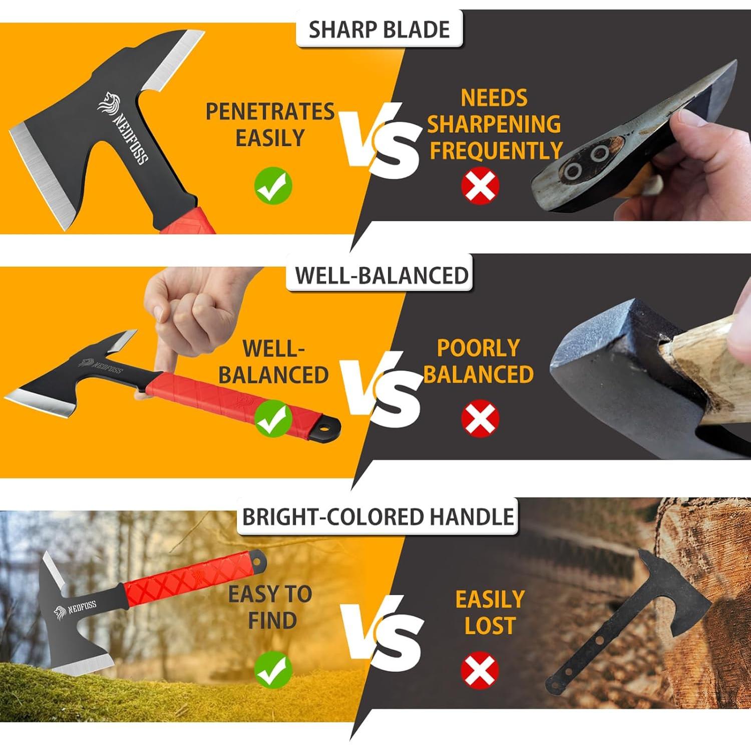 Hachas para Lanzar NedFoss 3 Piezas con Funda Nylon 28.2 cm