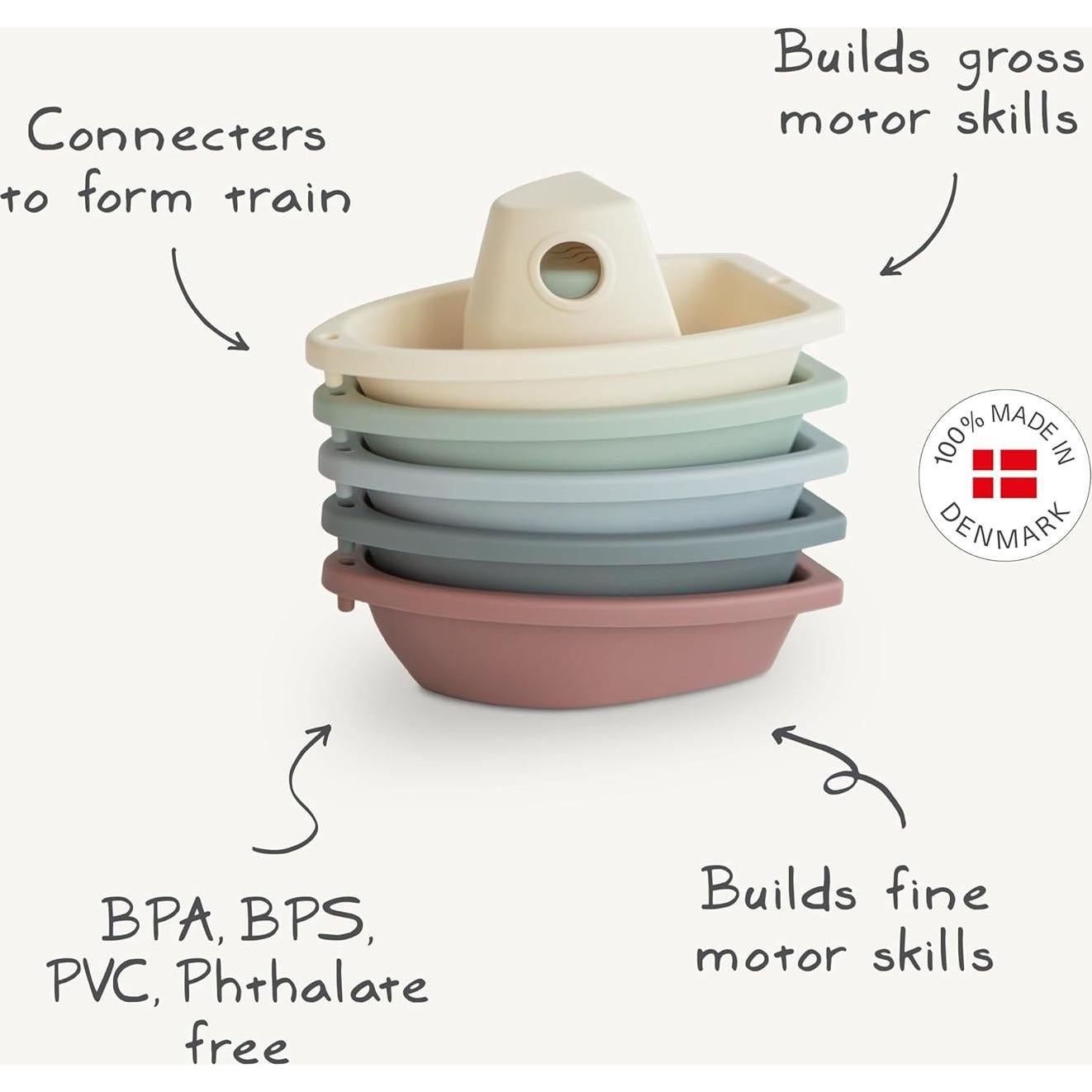 Juguetes de Baño Apilables mushie Set de 5 para Bebés