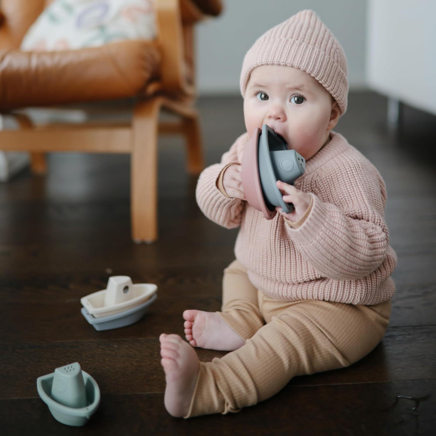 Juguetes de Baño Apilables mushie Set de 5 para Bebés