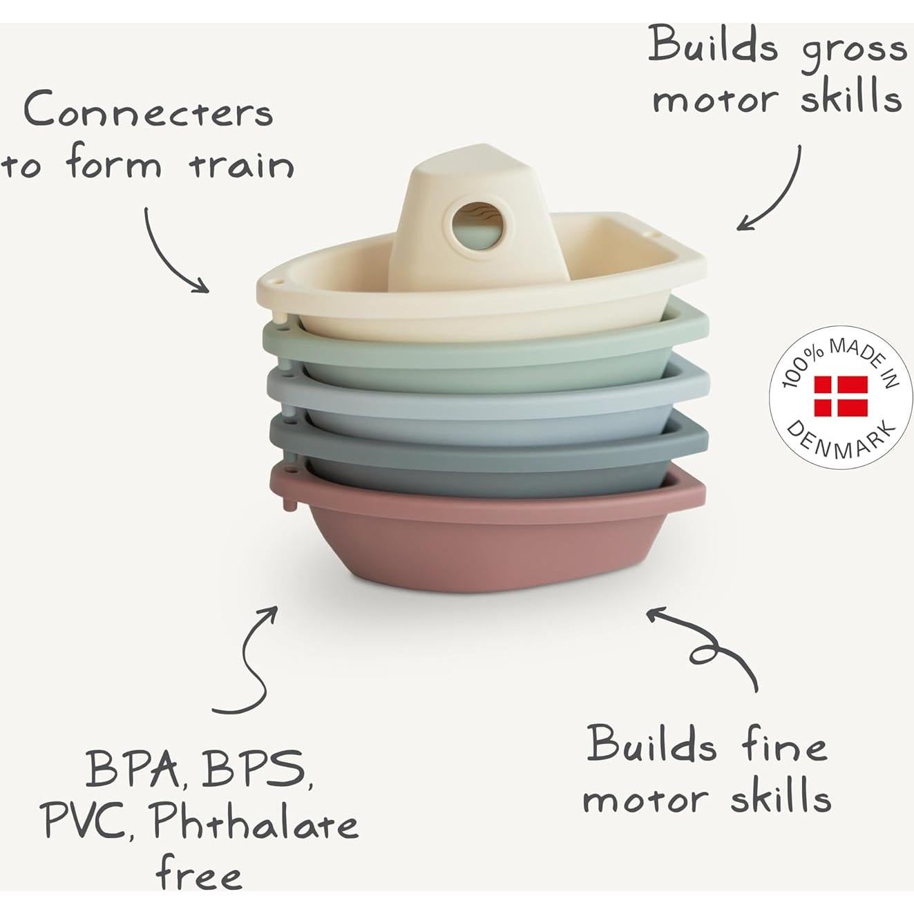 Juguetes de Baño Apilables mushie Set de 5 para Bebés