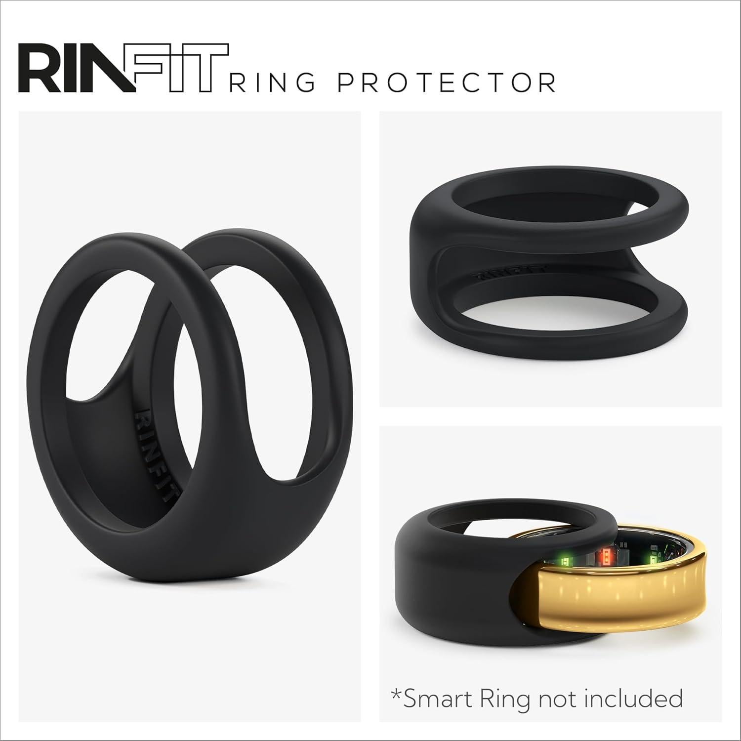 Protector de Silicona Rinfit para Anillo Inteligente Talla 6 Negro