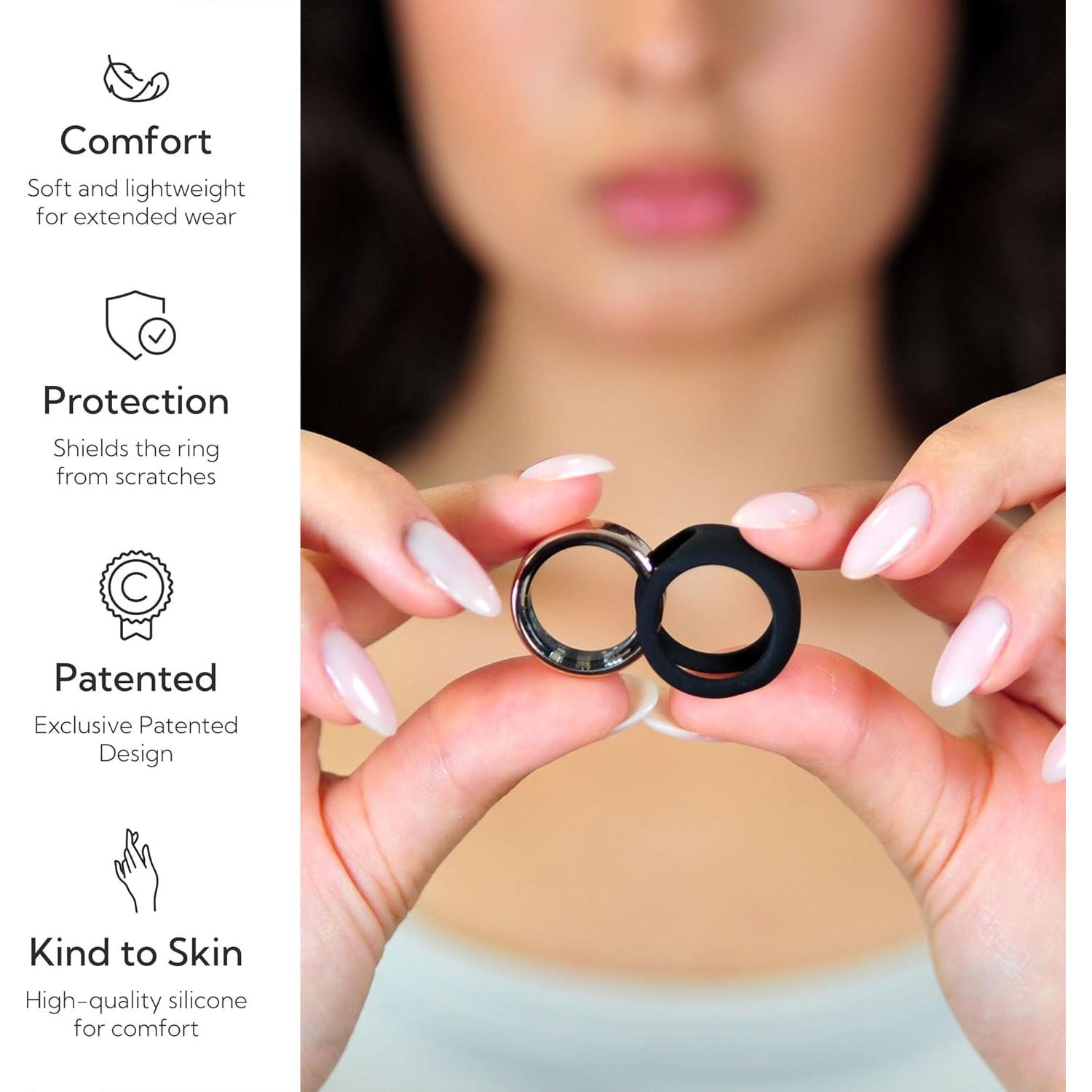 Protector de Silicona Rinfit para Anillo Inteligente Talla 6 Negro