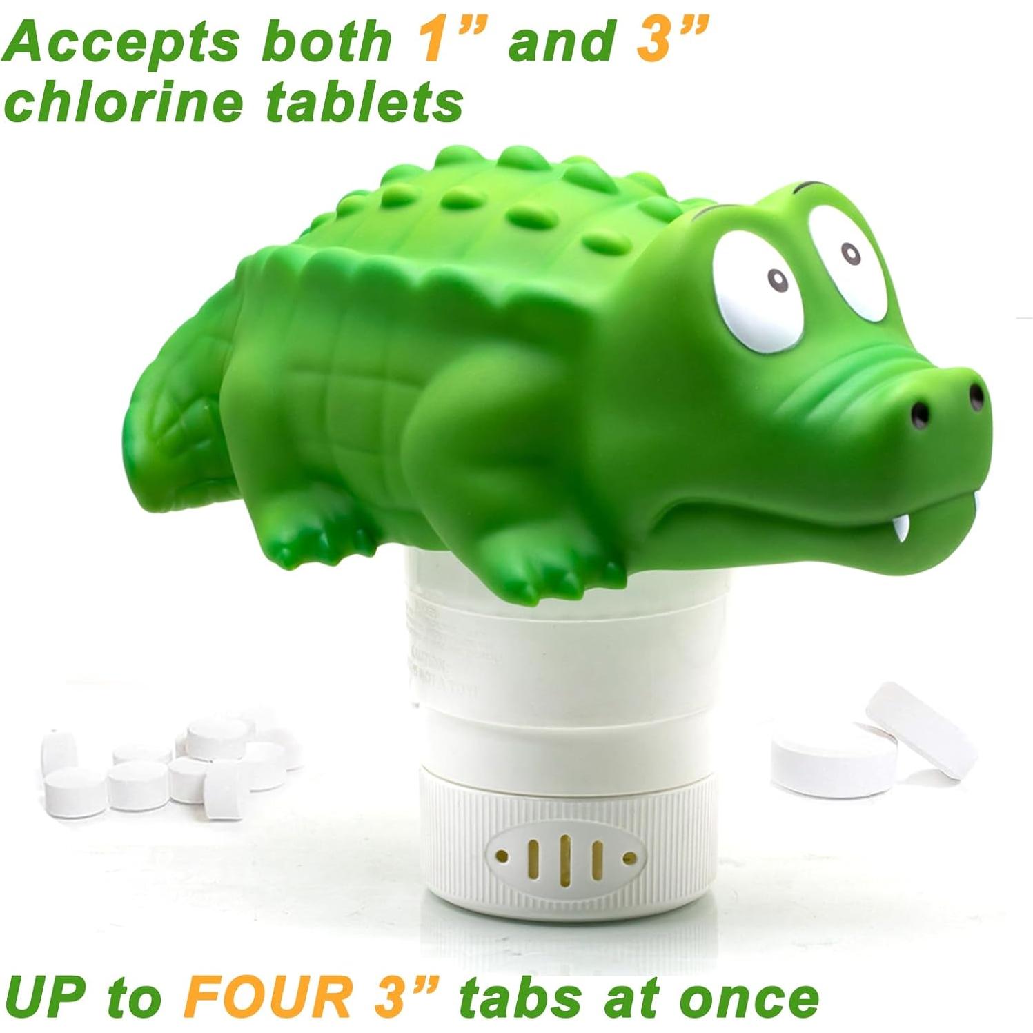 Dispensador Flotante de Cloro WWD Pool Cocodrilo 25.4 cm