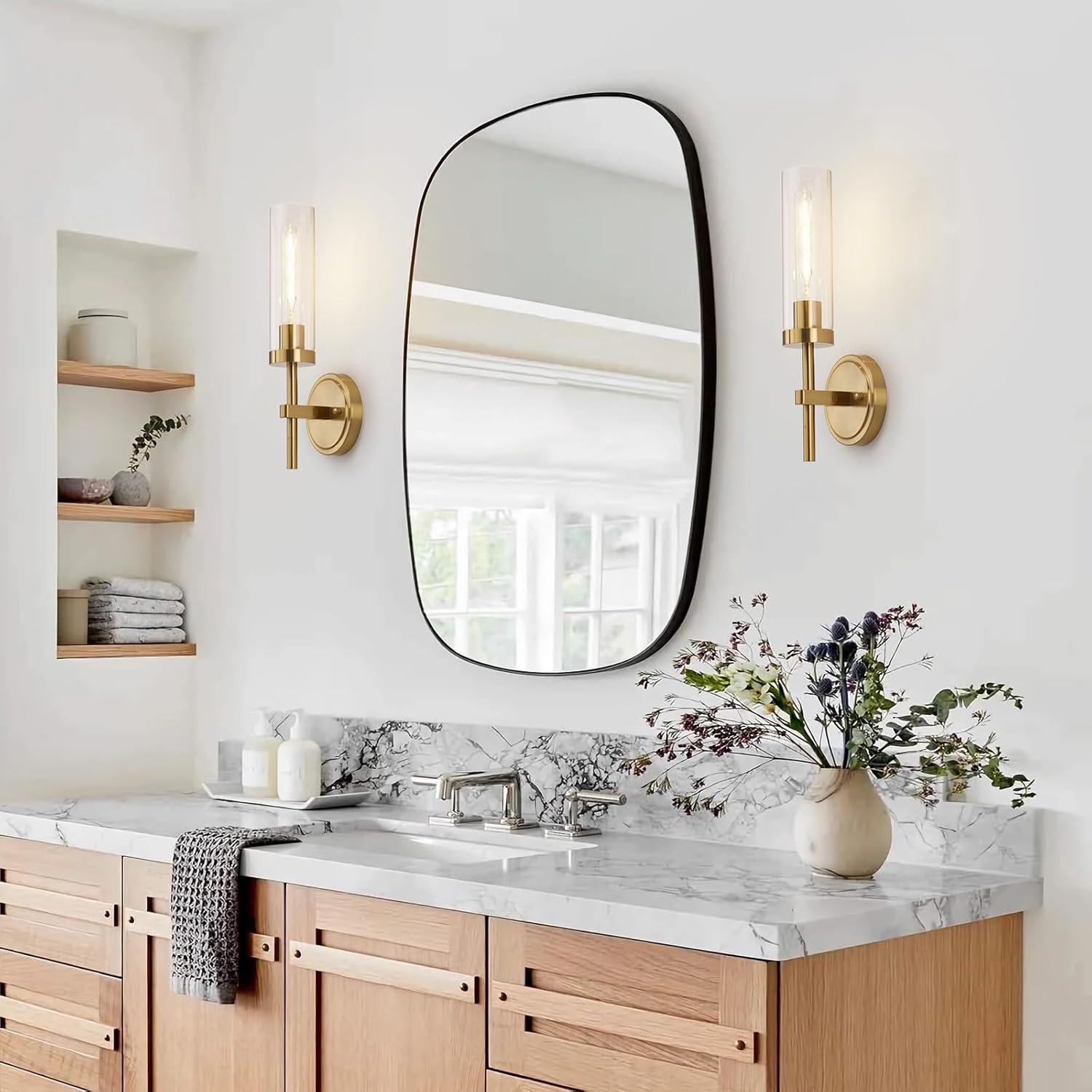 Juego de 2 Apliques de Pared Dorados SantoStock con Vidrio