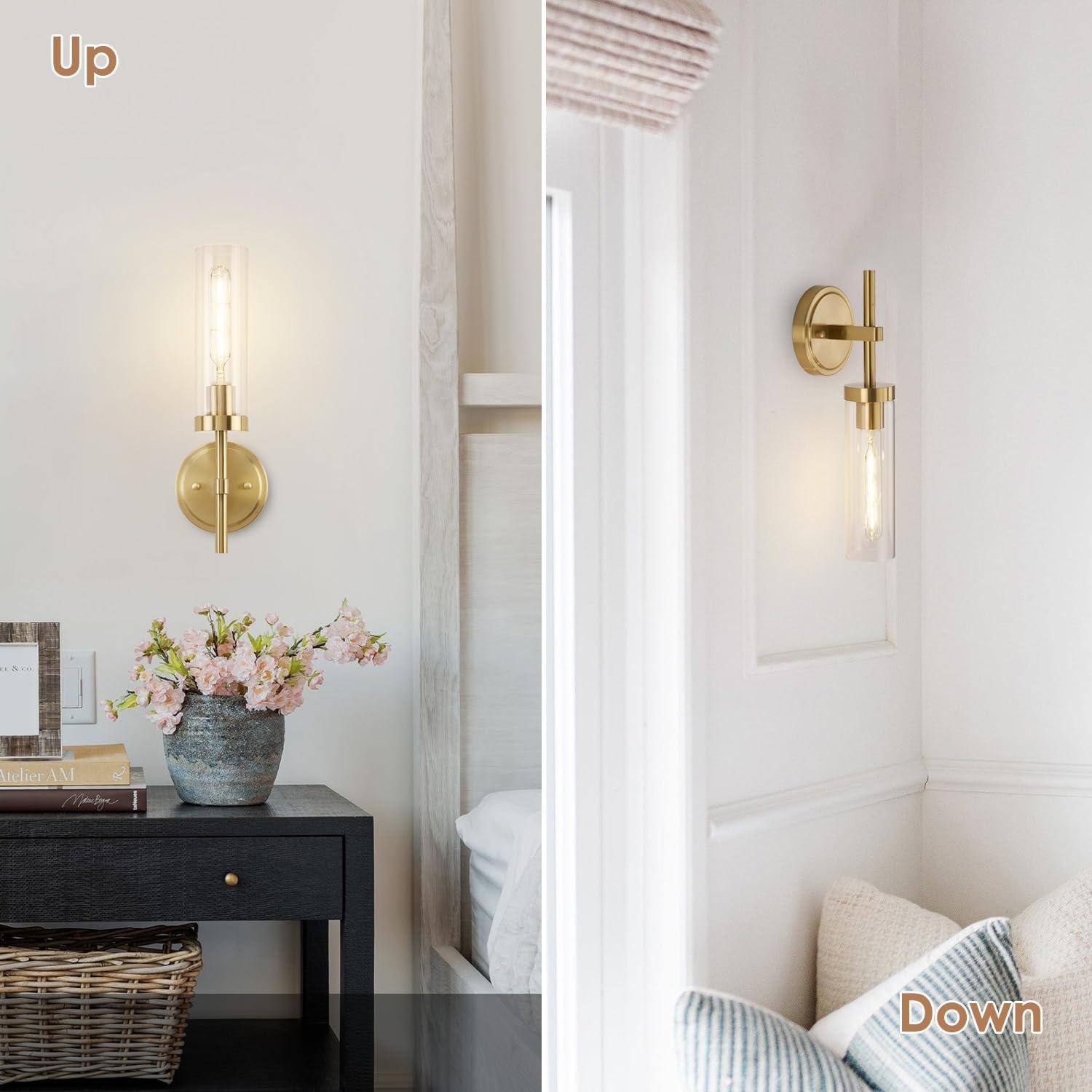 Juego de 2 Apliques de Pared Dorados SantoStock con Vidrio