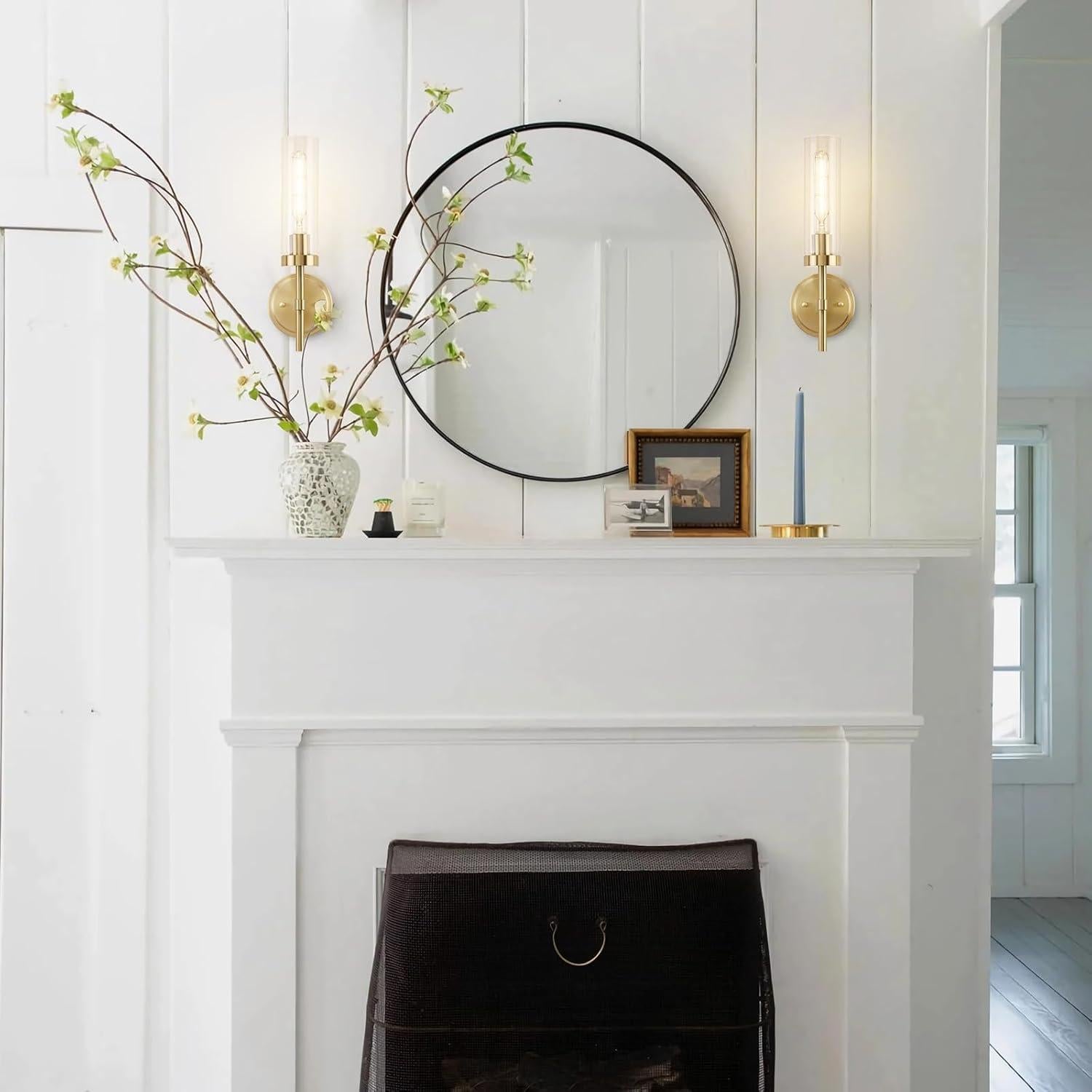 Juego de 2 Apliques de Pared Dorados SantoStock con Vidrio