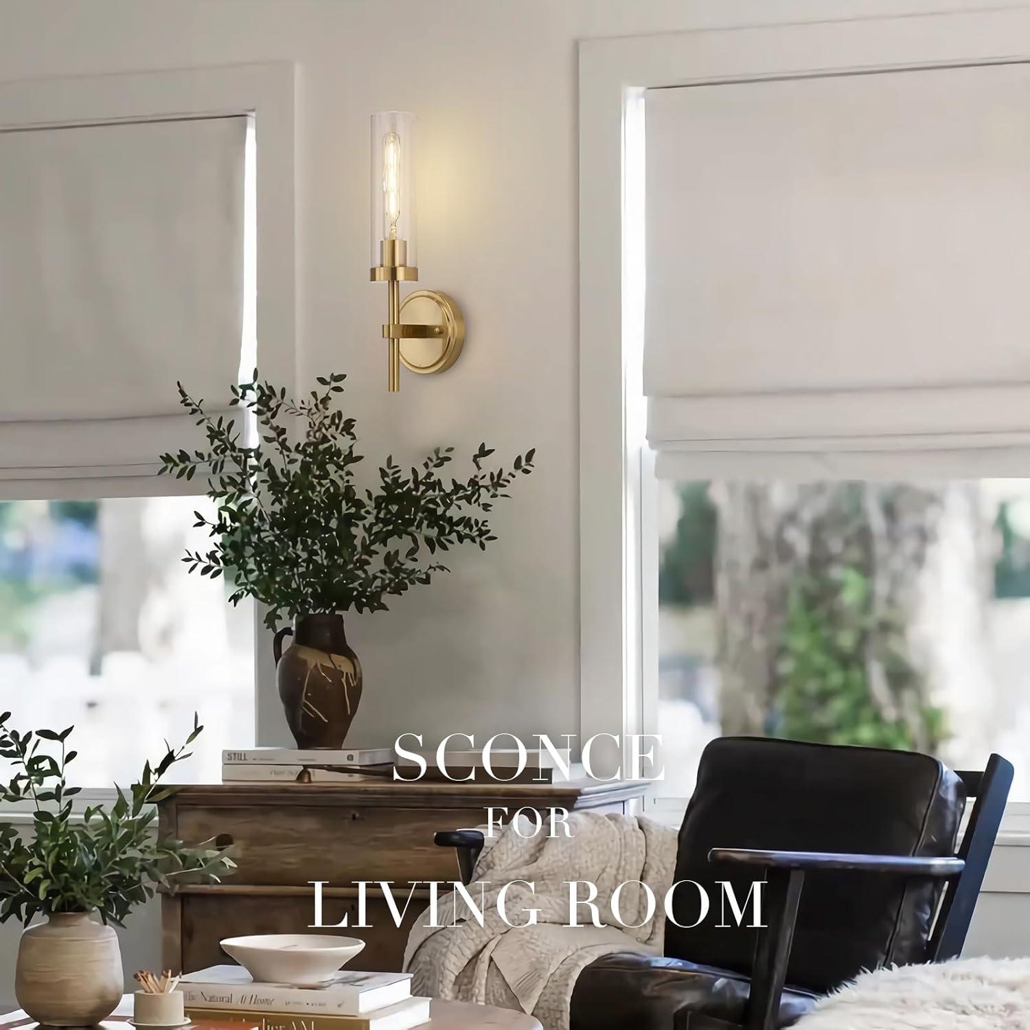 Juego de 2 Apliques de Pared Dorados SantoStock con Vidrio