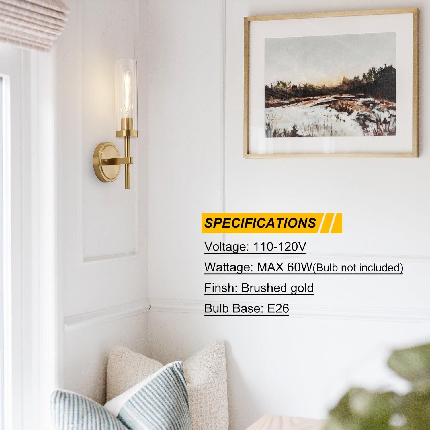 Juego de 2 Apliques de Pared Dorados SantoStock con Vidrio