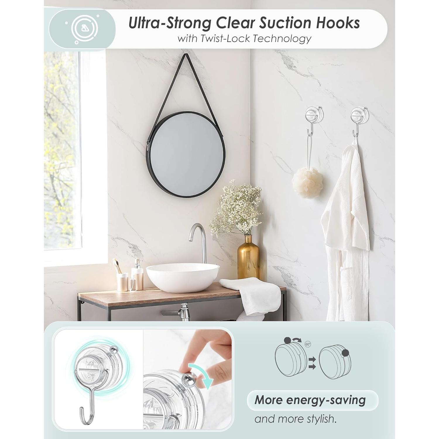 Ganchos de Ventosa Transparentes Jadkysarh - Paquete de 2