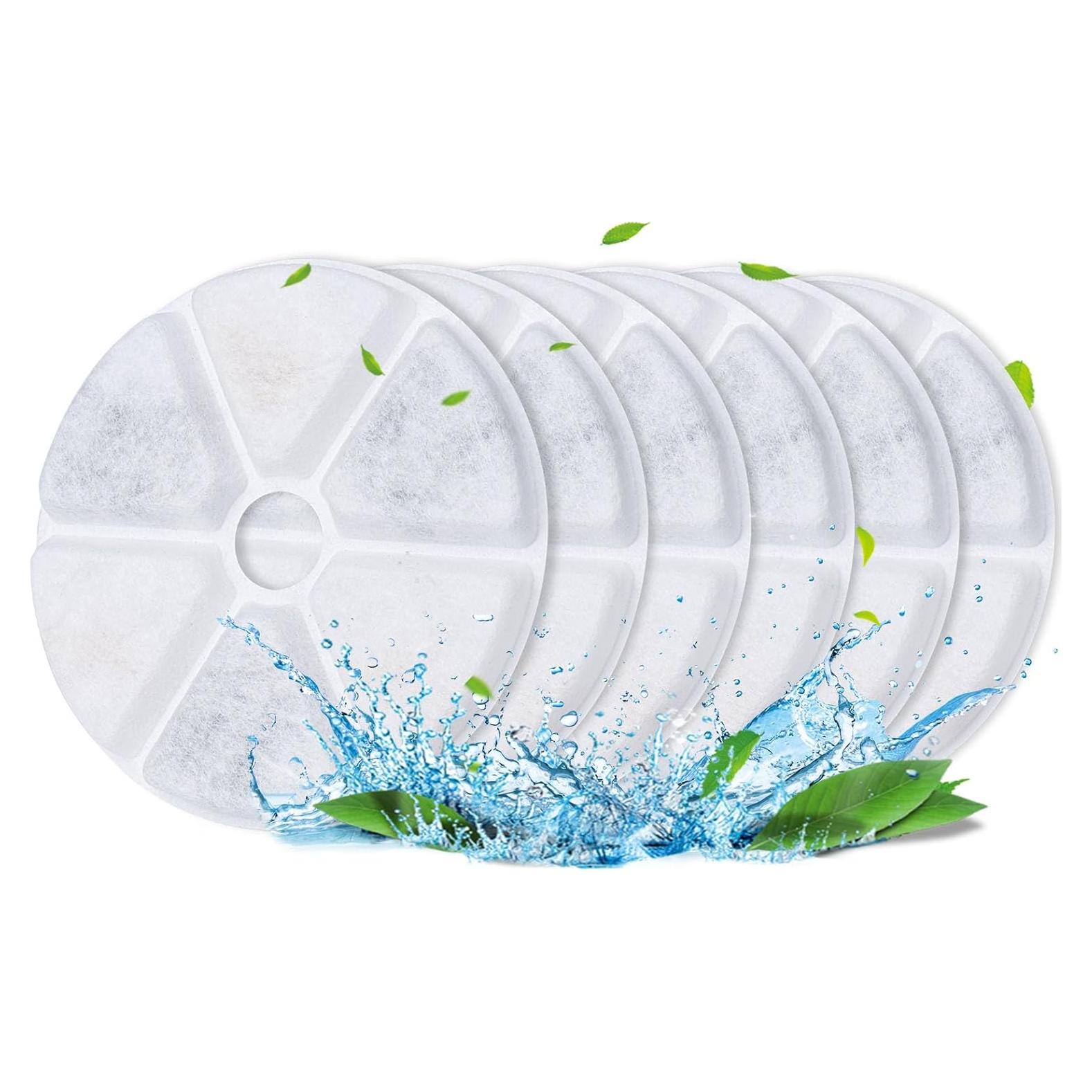 Filtros de Agua para Gatos BOORCA 6 Piezas 2.5L Triple Filtración