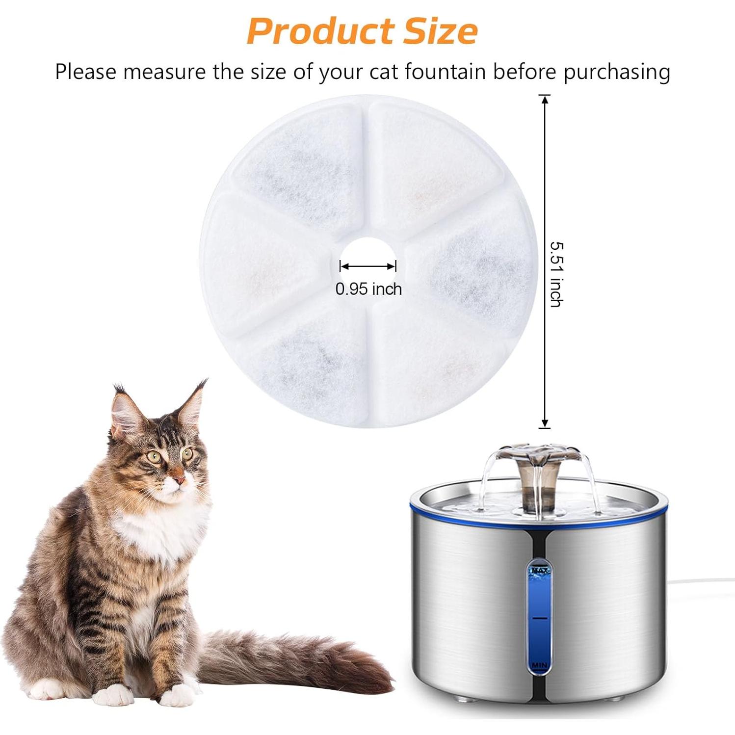 Filtros de Agua para Gatos BOORCA 6 Piezas 2.5L Triple Filtración