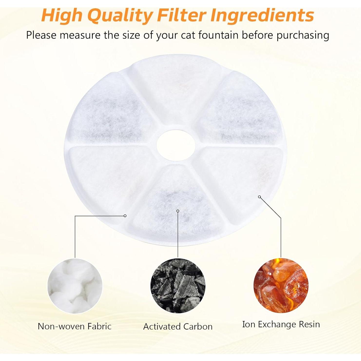 Filtros de Agua para Gatos BOORCA 6 Piezas 2.5L Triple Filtración