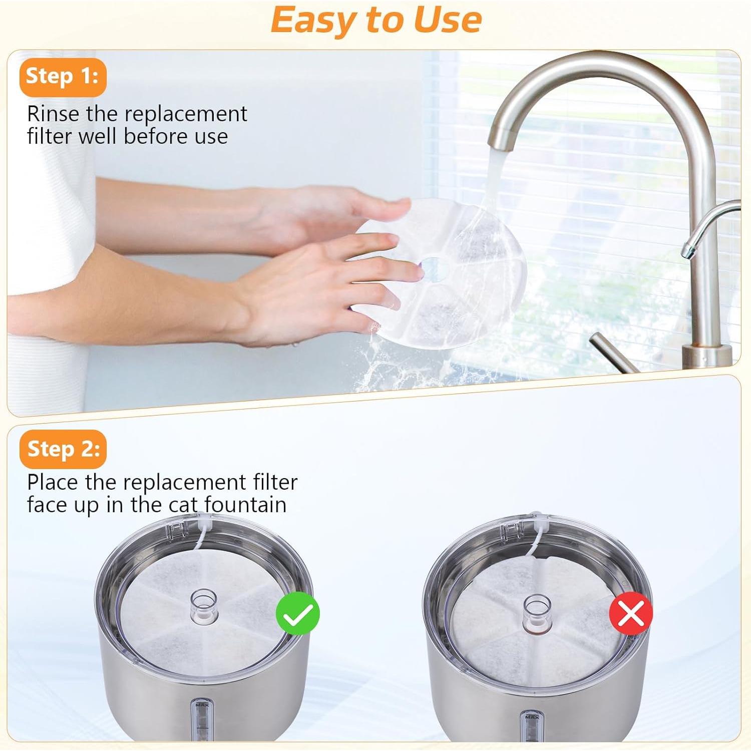 Filtros de Agua para Gatos BOORCA 6 Piezas 2.5L Triple Filtración