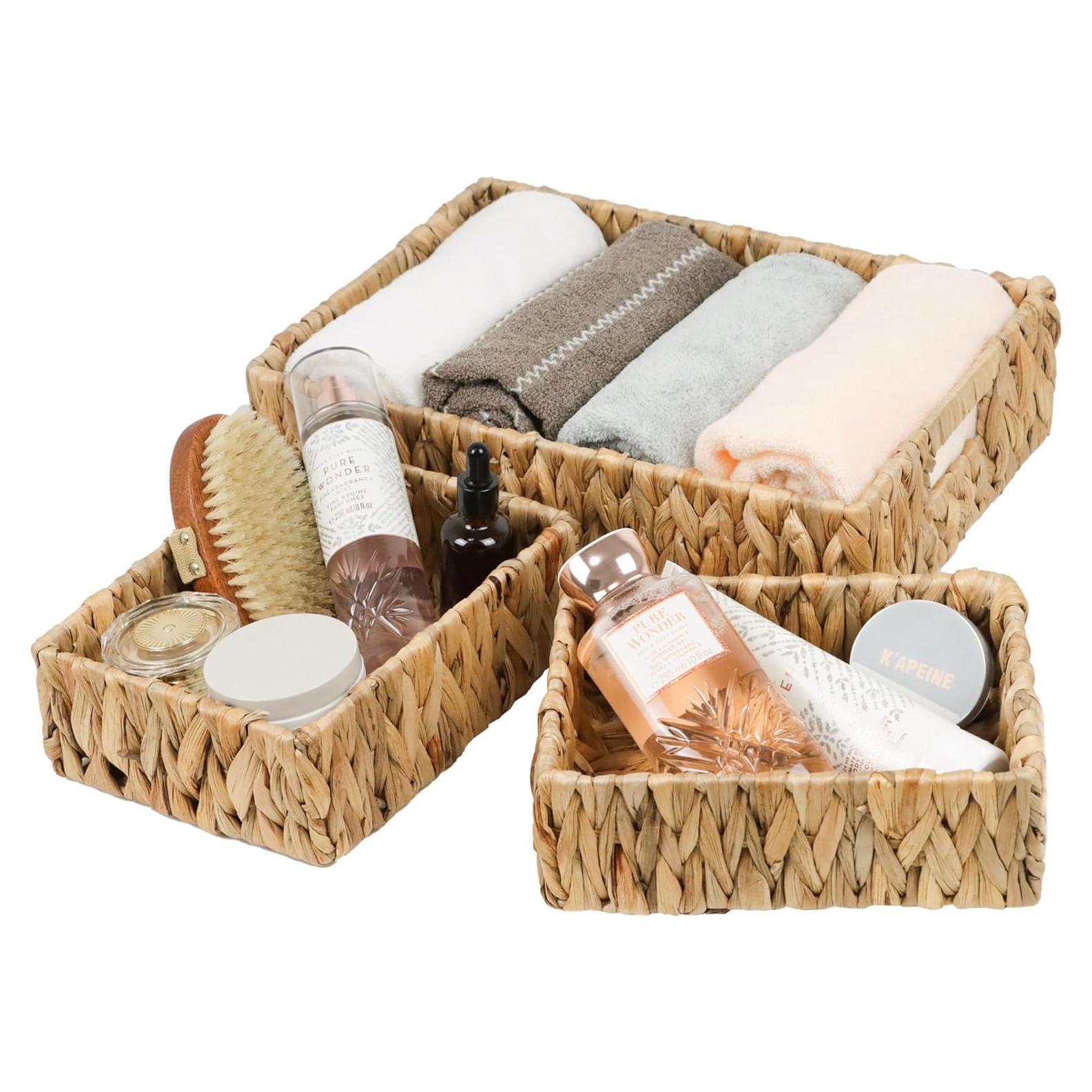 Cestas de Almacenamiento ORDELITE - 1 Grande y 2 Pequeñas de Jacinto de Agua