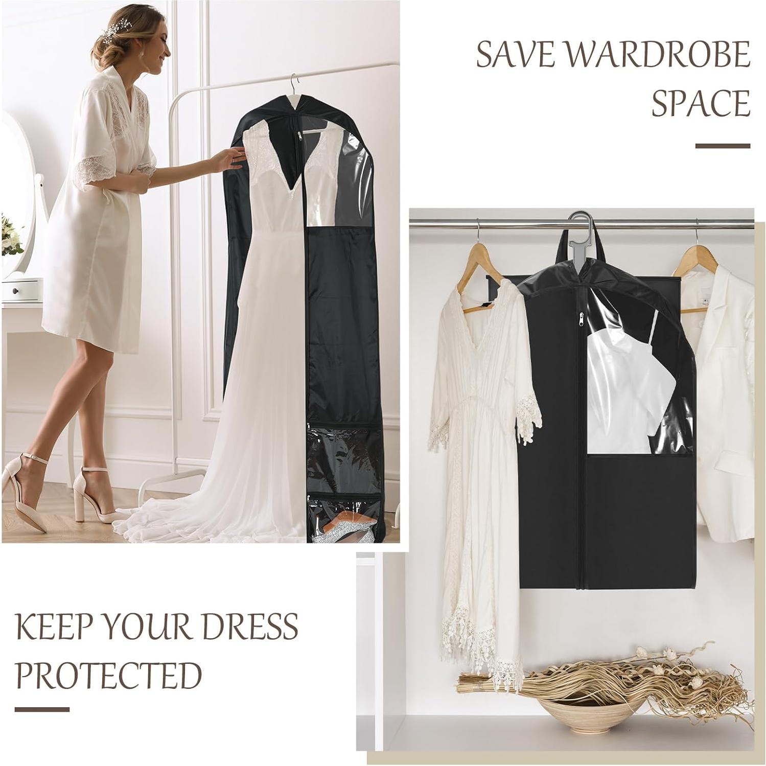 Bolsa de Vestido de Novia Oxford 178x58cm 4 Bolsillos Negra