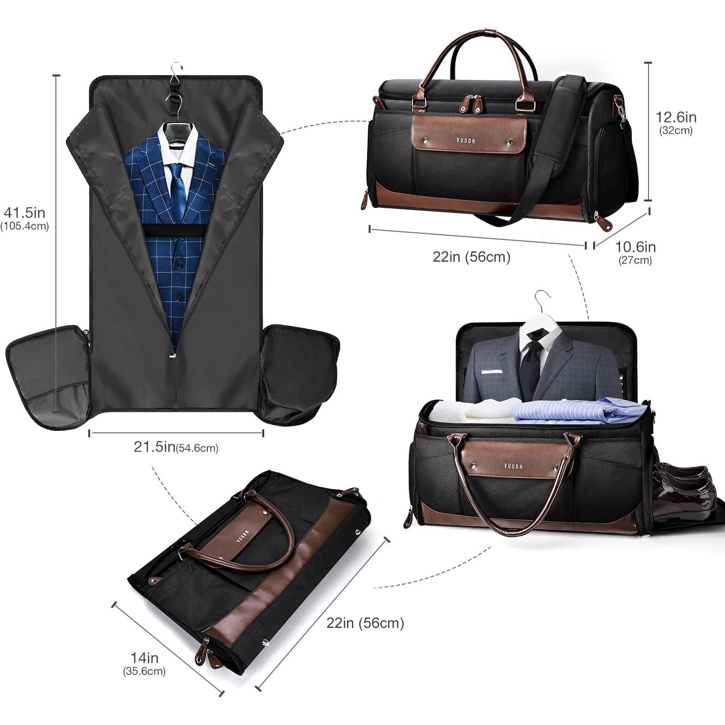 Bolsa Duffle de Cuero 50L V-Carry On para Ropa y Zapatos