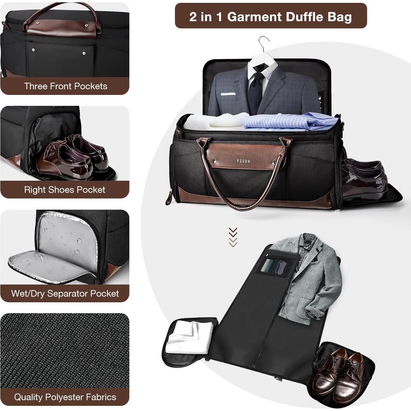 Bolsa Duffle de Cuero 50L V-Carry On para Ropa y Zapatos