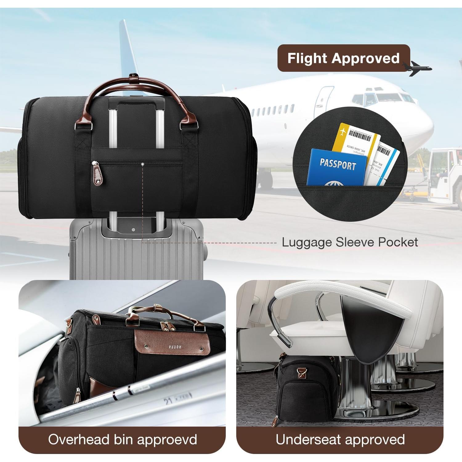 Bolsa Duffle de Cuero 50L V-Carry On para Ropa y Zapatos