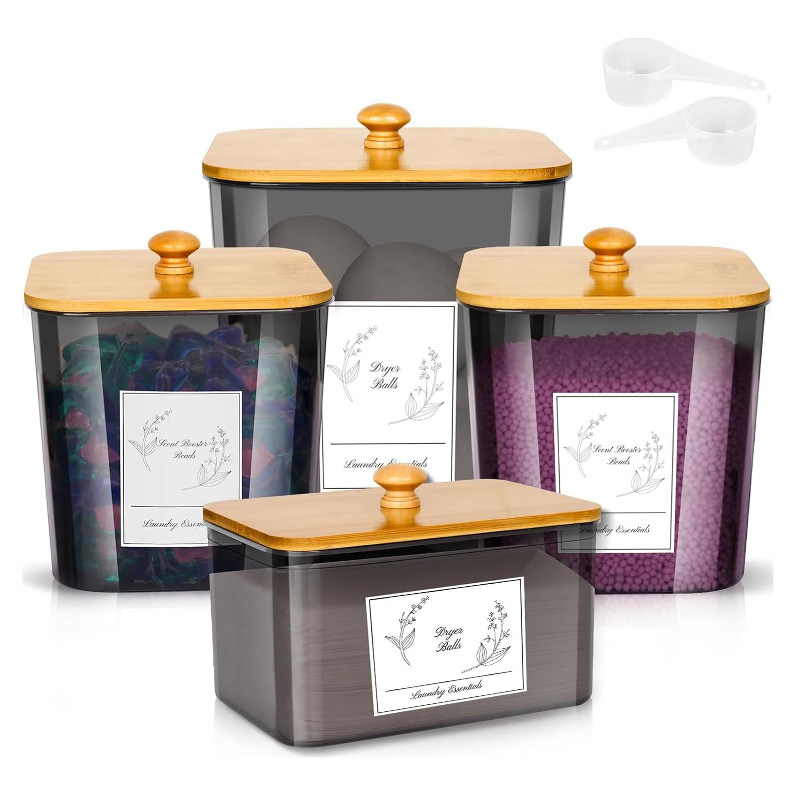 Juego de 4 Contenedores para Lavandería Zingbee con Etiquetas