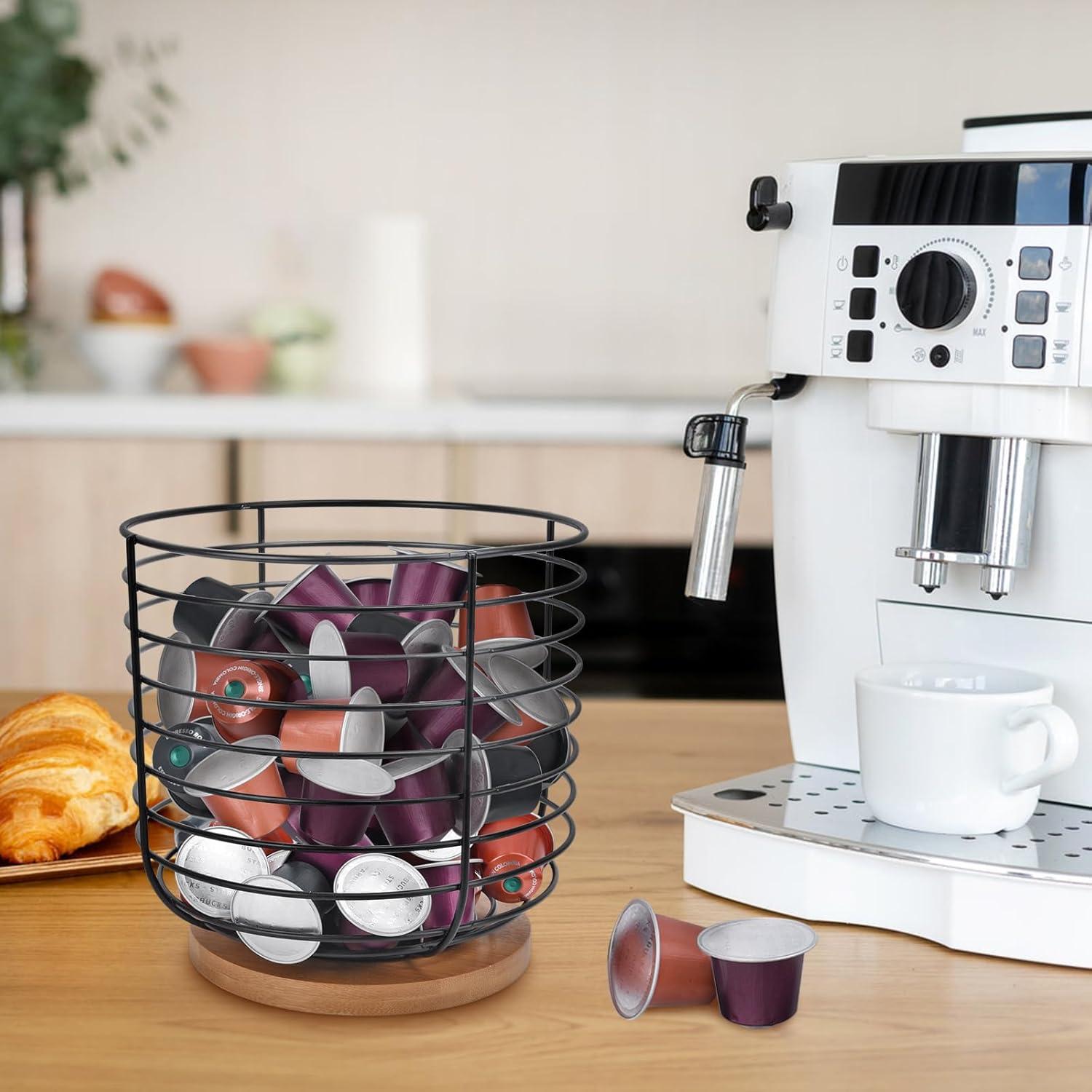 Organizador de K Cup Yaenoei 2 Piezas Metal y Bambú