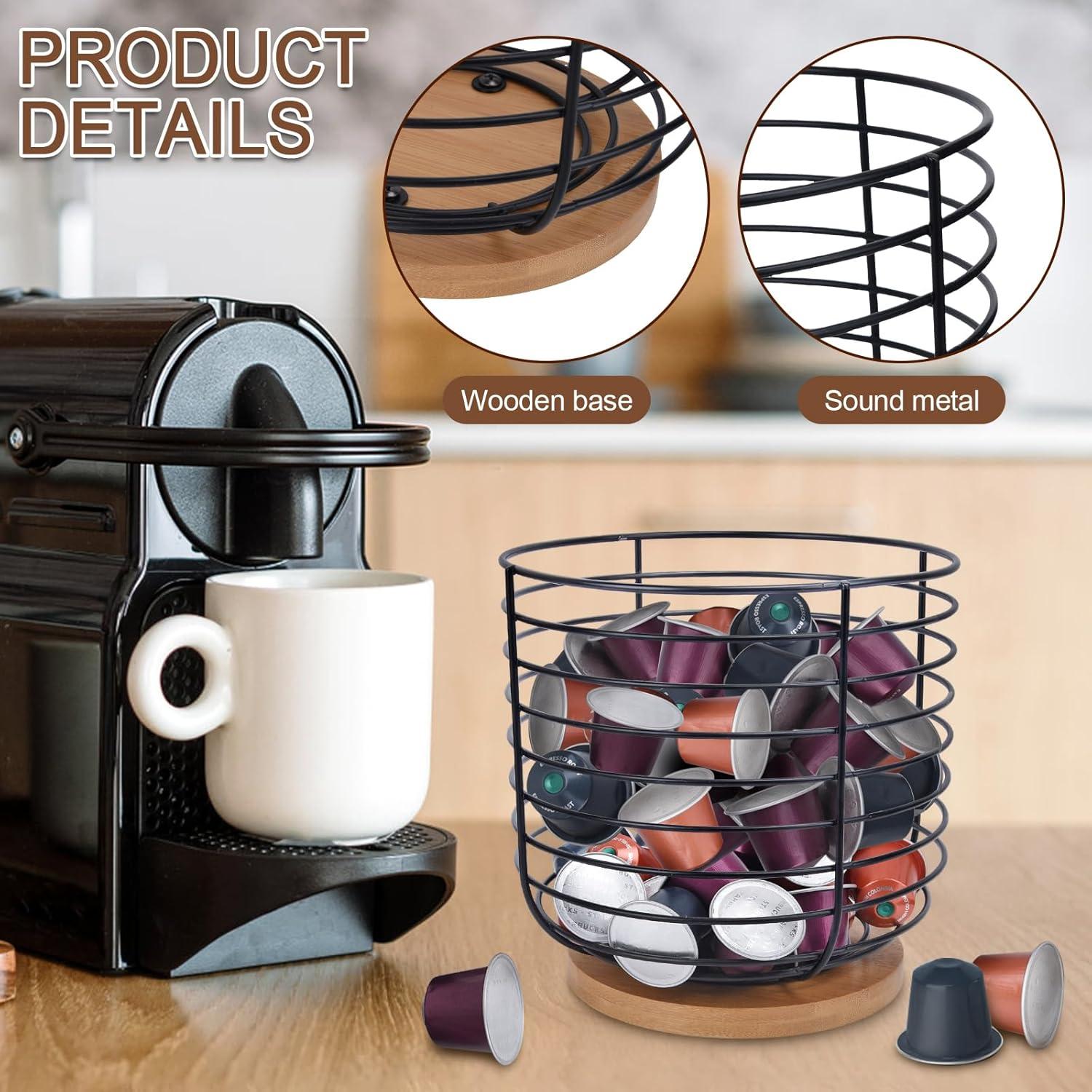 Organizador de K Cup Yaenoei 2 Piezas Metal y Bambú