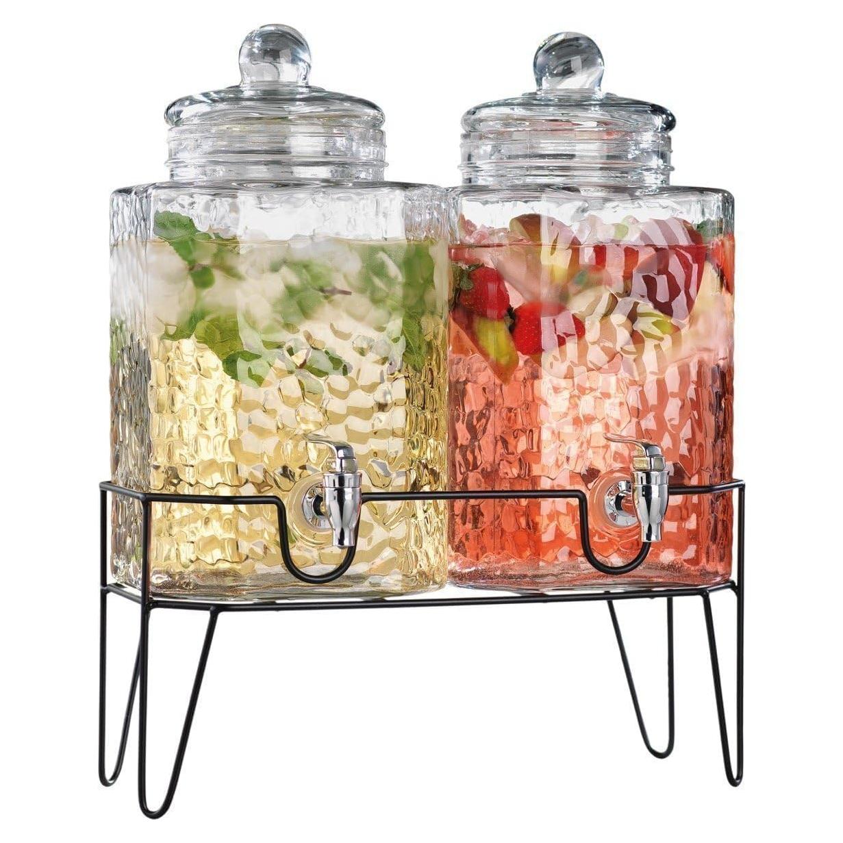 Juego de 2 Dispensadores de Bebidas MosJos 5.68L Vidrio Soporte