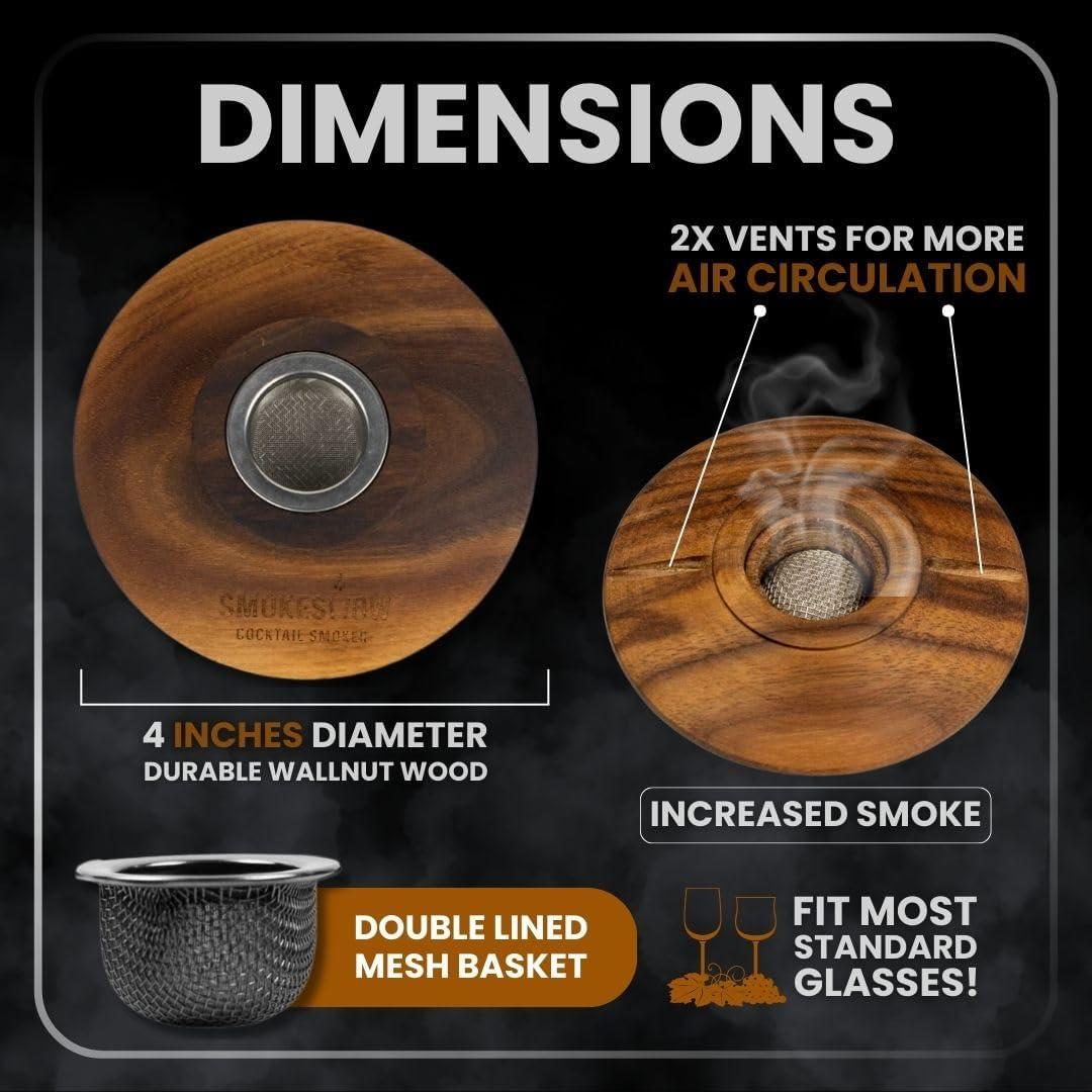 Ahumador de cócteles Smokeshow de madera de nogal con 6 latas