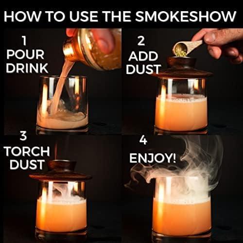 Ahumador de cócteles Smokeshow de madera de nogal con 6 latas