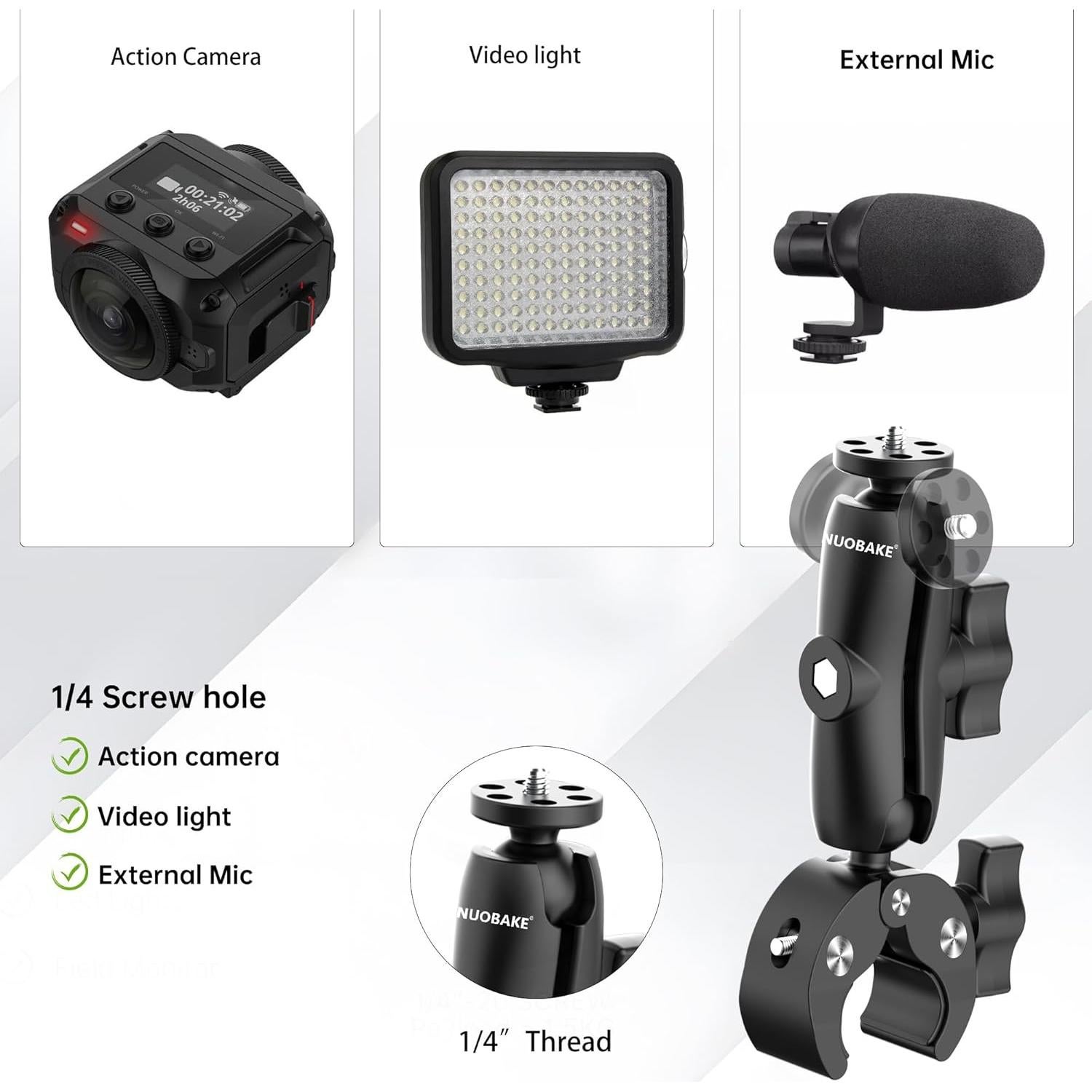 Kit de Montaje para Motocicleta 42 en 1 NUOBAKE para Cámaras