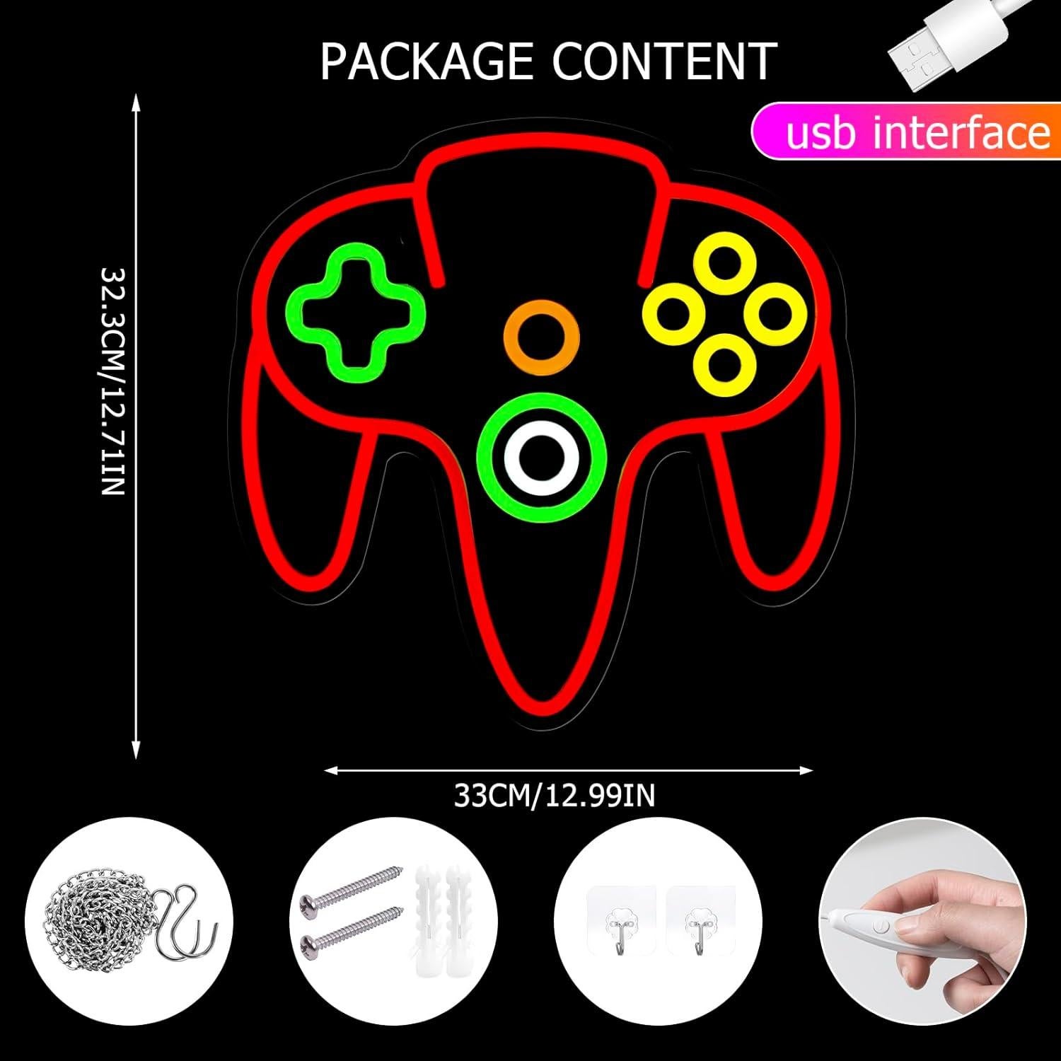 Luz de Neón Gamer Mojoish Controlador LED Regulable 43x32cm