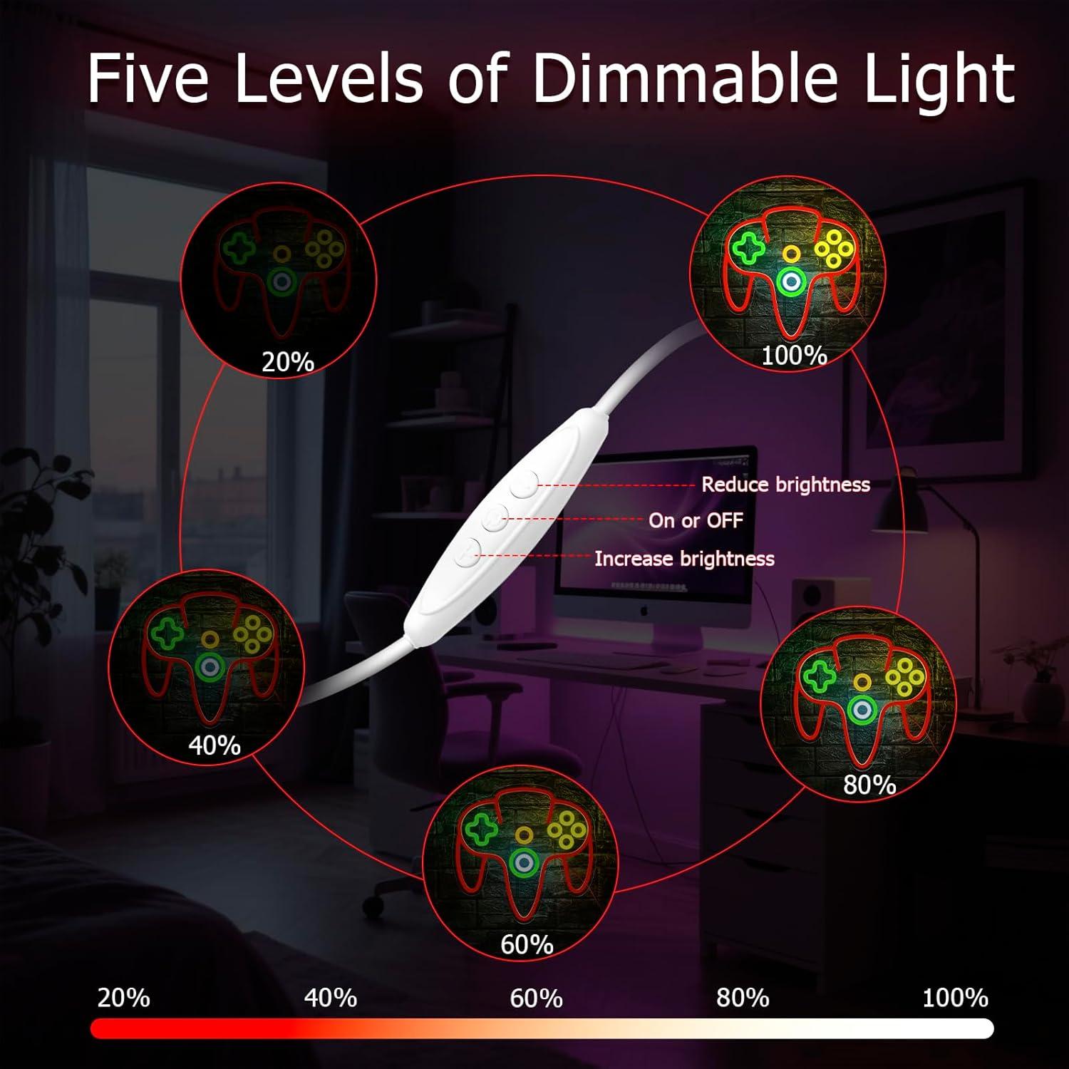 Luz de Neón Gamer Mojoish Controlador LED Regulable 43x32cm