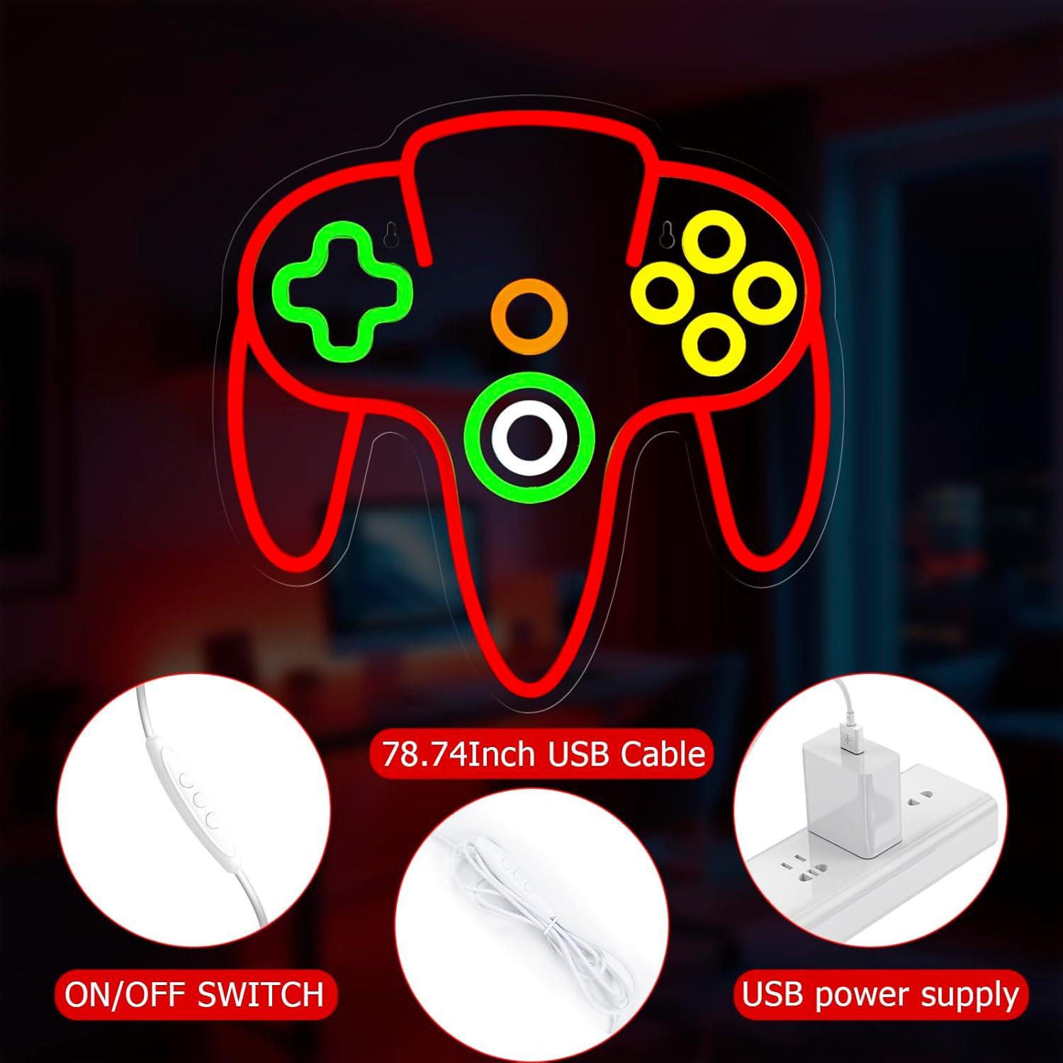 Luz de Neón Gamer Mojoish Controlador LED Regulable 43x32cm