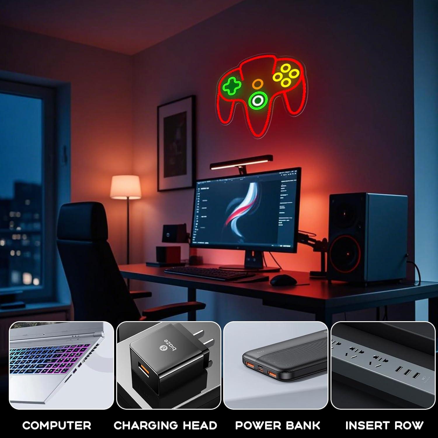 Luz de Neón Gamer Mojoish Controlador LED Regulable 43x32cm