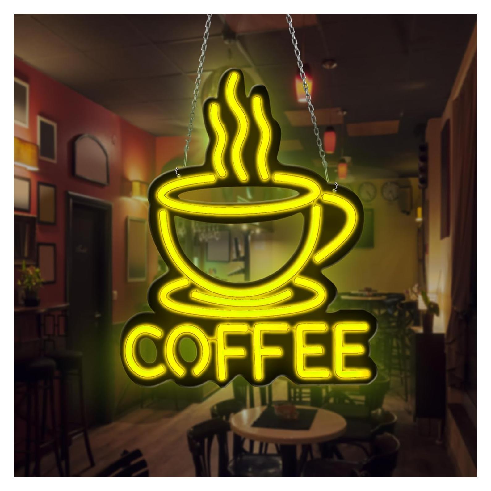 Cartel de Neón de Café EZMYMA LED Dimmable 37x30 cm