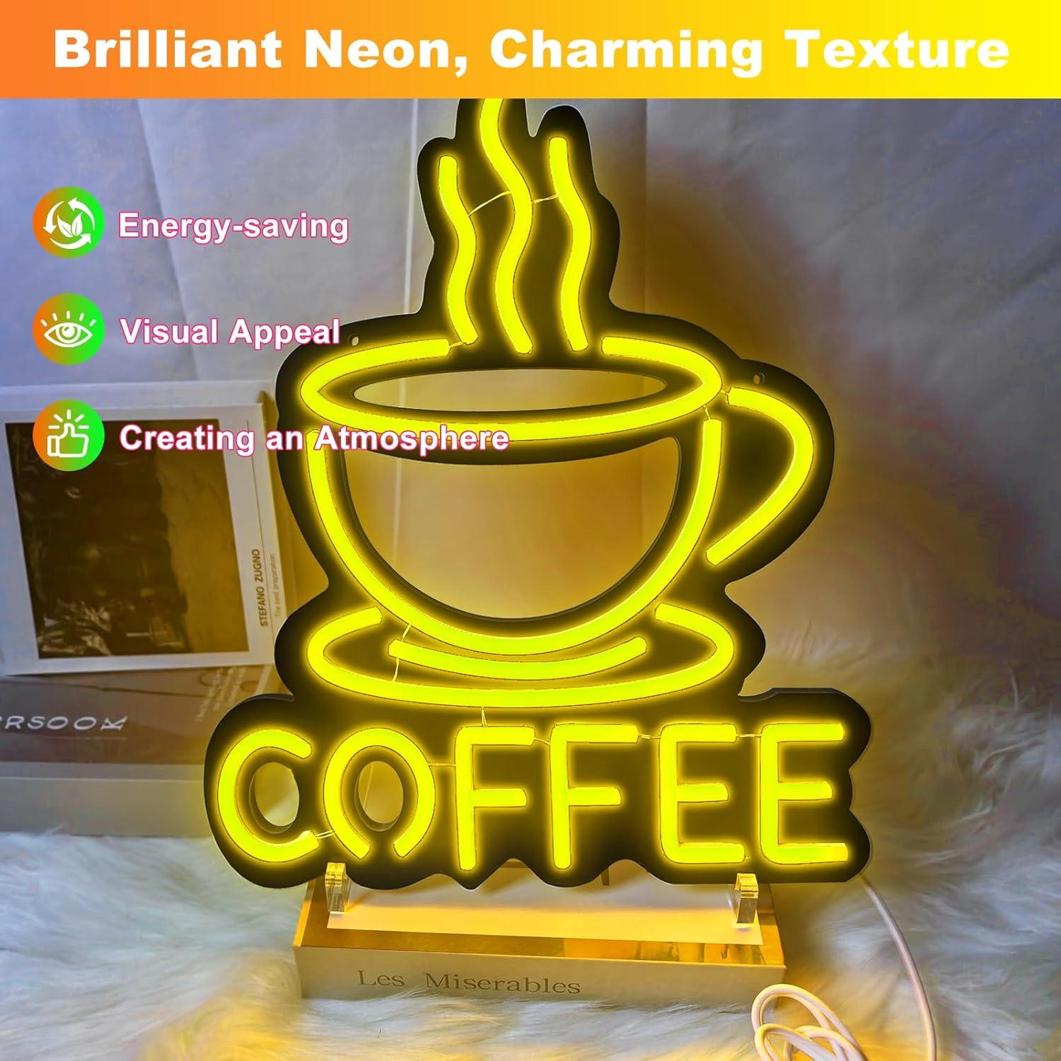 Cartel de Neón de Café EZMYMA LED Dimmable 37x30 cm