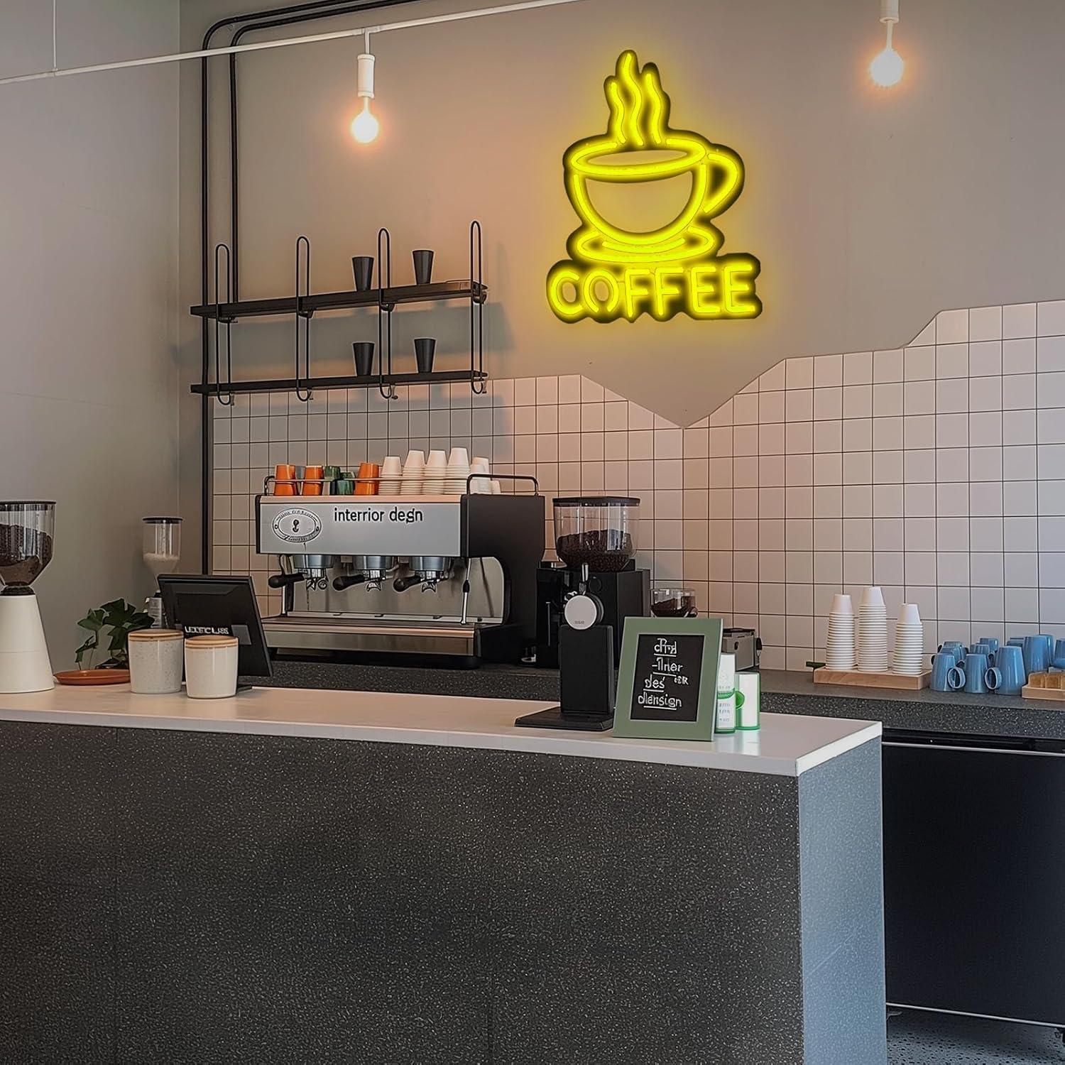 Cartel de Neón de Café EZMYMA LED Dimmable 37x30 cm