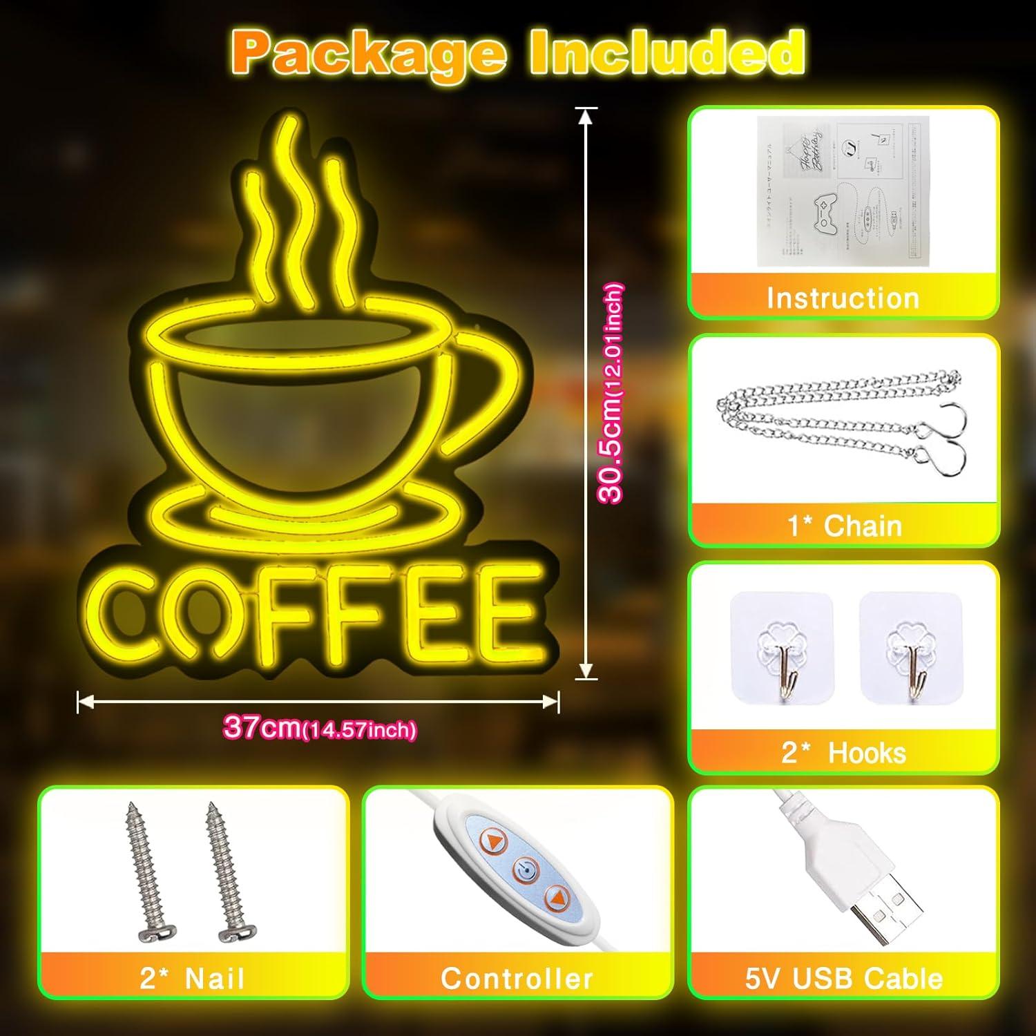 Cartel de Neón de Café EZMYMA LED Regulable 37x30.5cm