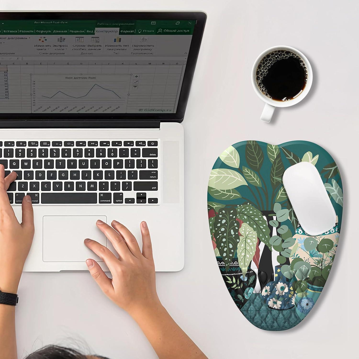 Alfombrilla de Ratón Ergonómica YKJWW Boho Plants 29.5x18.3cm