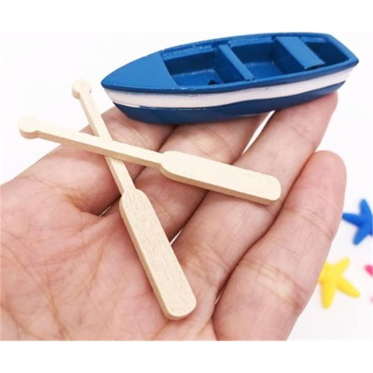 Mini Barco Azul YXQ 2 Set con Remos para Decoración de Pasteles