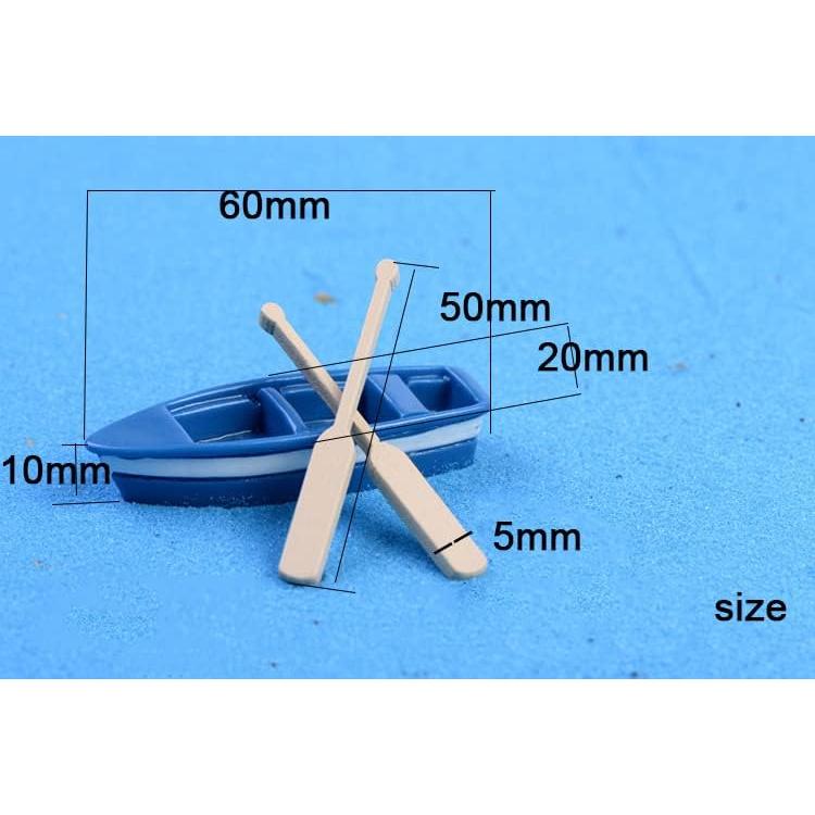 Mini Barco Azul YXQ 2 Set con Remos para Decoración de Pasteles