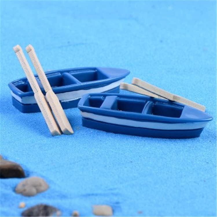 Mini Barco Azul YXQ 2 Set con Remos para Decoración de Pasteles