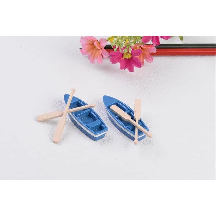 Mini Barco Azul YXQ 2 Set con Remos para Decoración de Pasteles